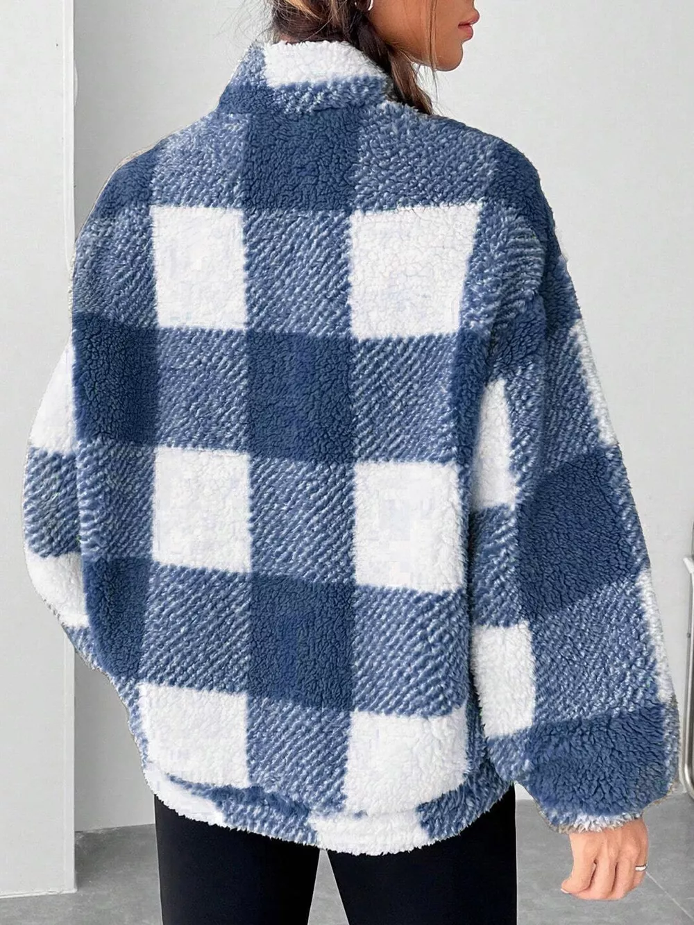 Full Size Plaid Sherpa Long Sleeve Sweatshirt Plus Size, image 14