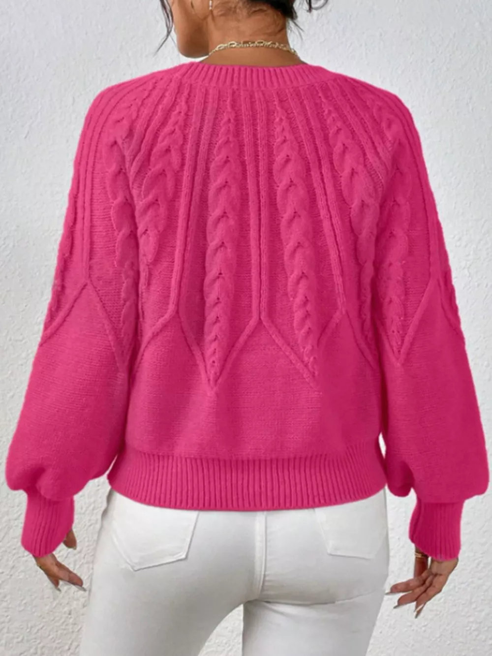Cable Knit Long Sleeve Sweater, image 16