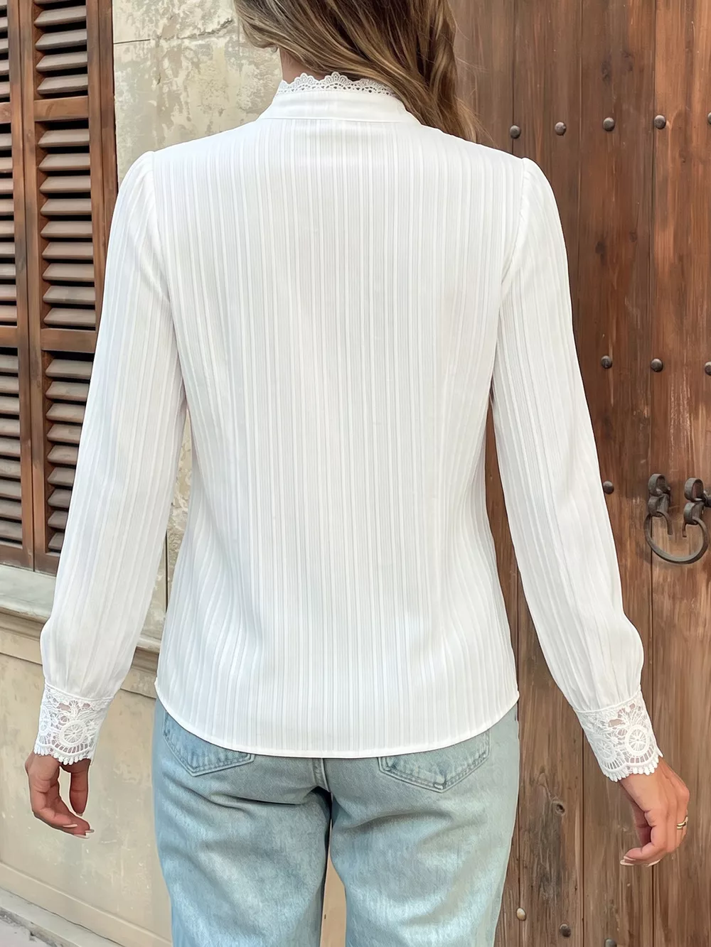 Lace Detail Long Sleeve Shirt, image 6