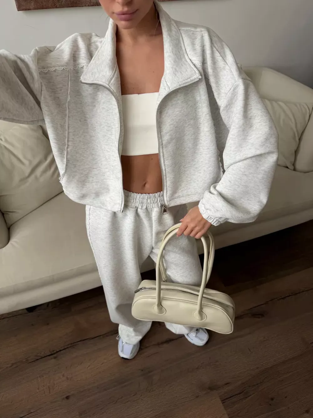 Zip-Up Jacket and Wide-Leg Pants Set, image 4