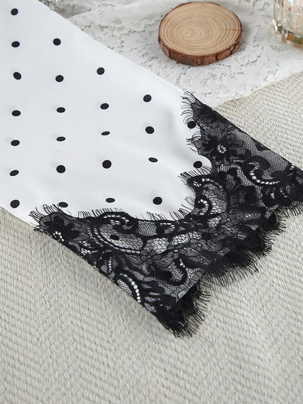 Polka Dot Lace Trim Cami & Cardigan and Shorts Set, image 11