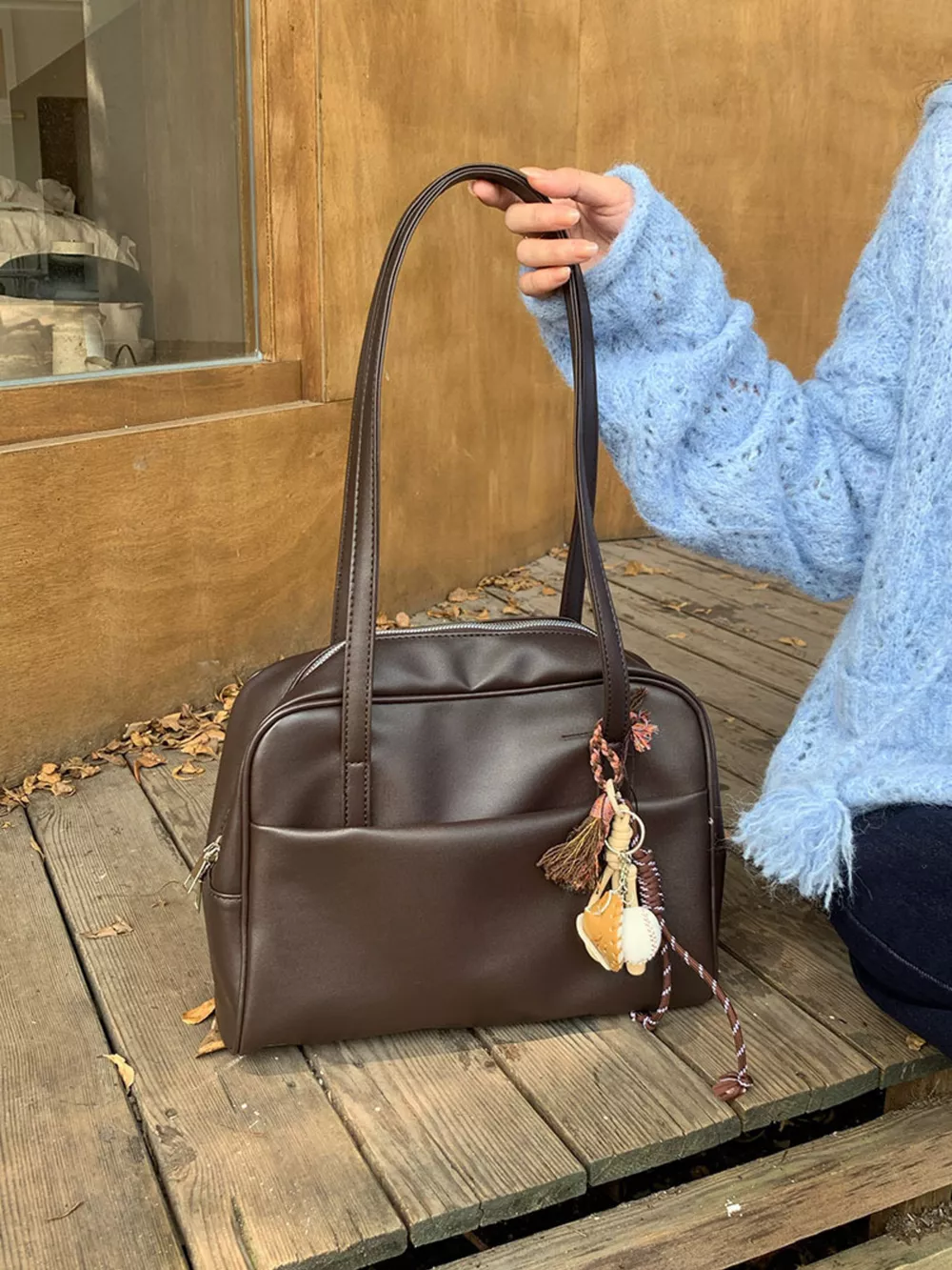 Classic Style Faux Leather Tote Bag, image 5