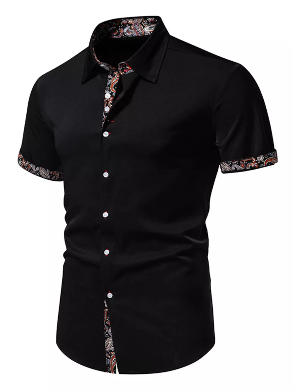 Men's Paisley Trim Short Sleeve Shirt, image 6