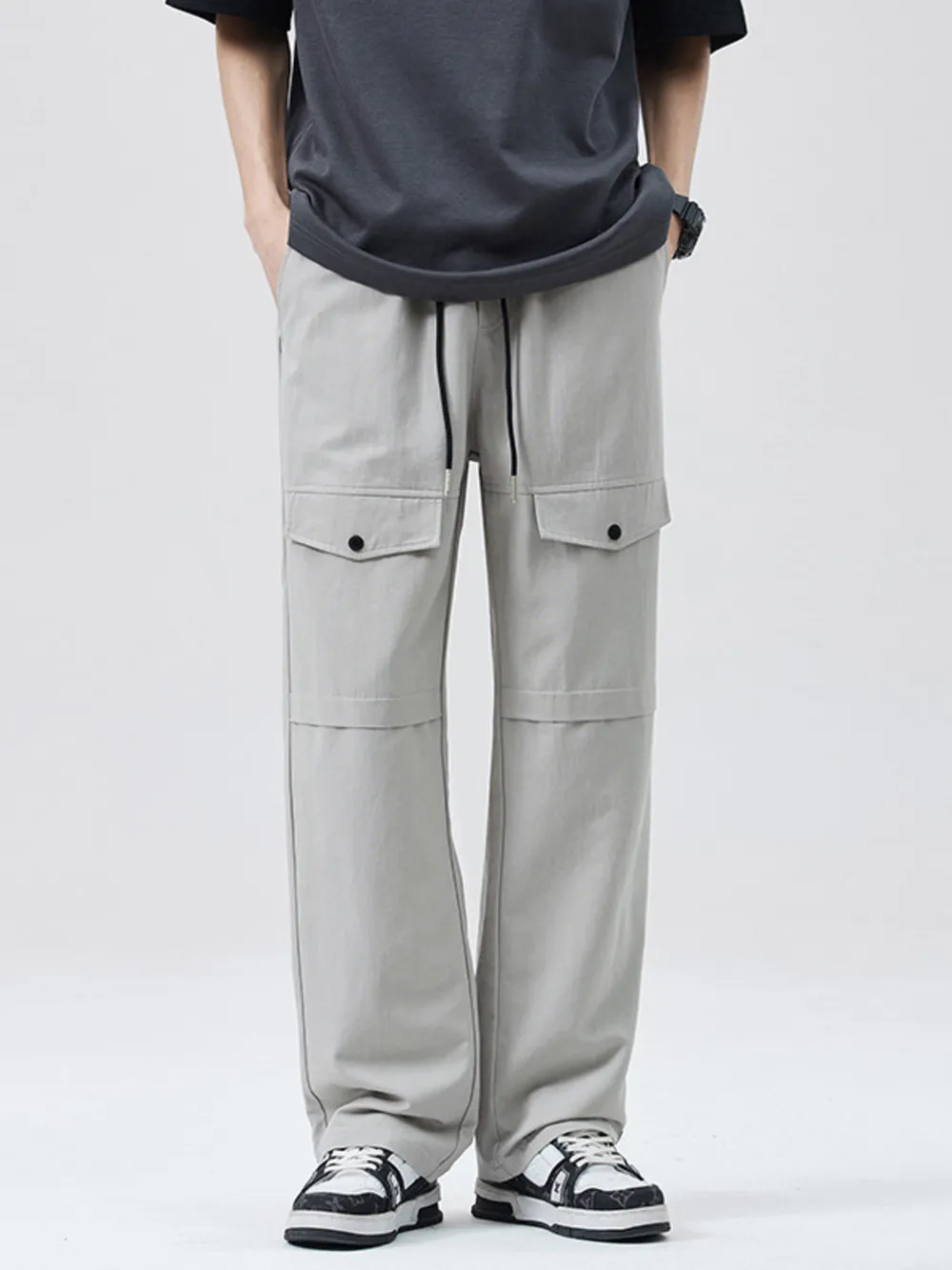 Men's Full Size Drawstring Wide Leg Cargo Pants Plus Size, image 2