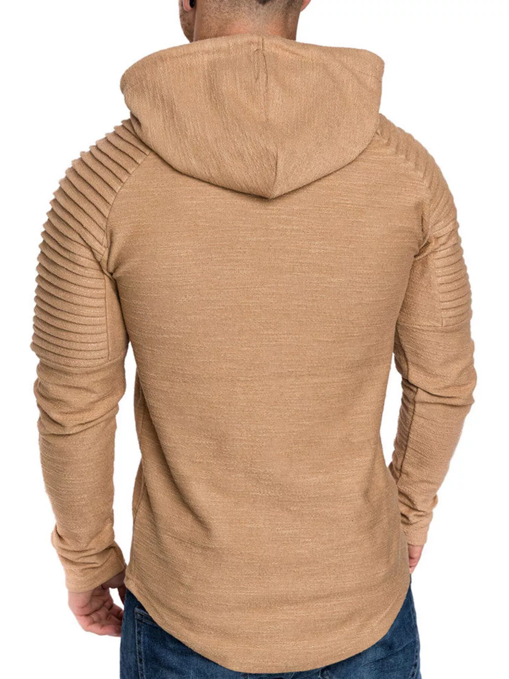 Men's Plus Size Slim Fit Ribbed Hoodie with Drawstring, image 6