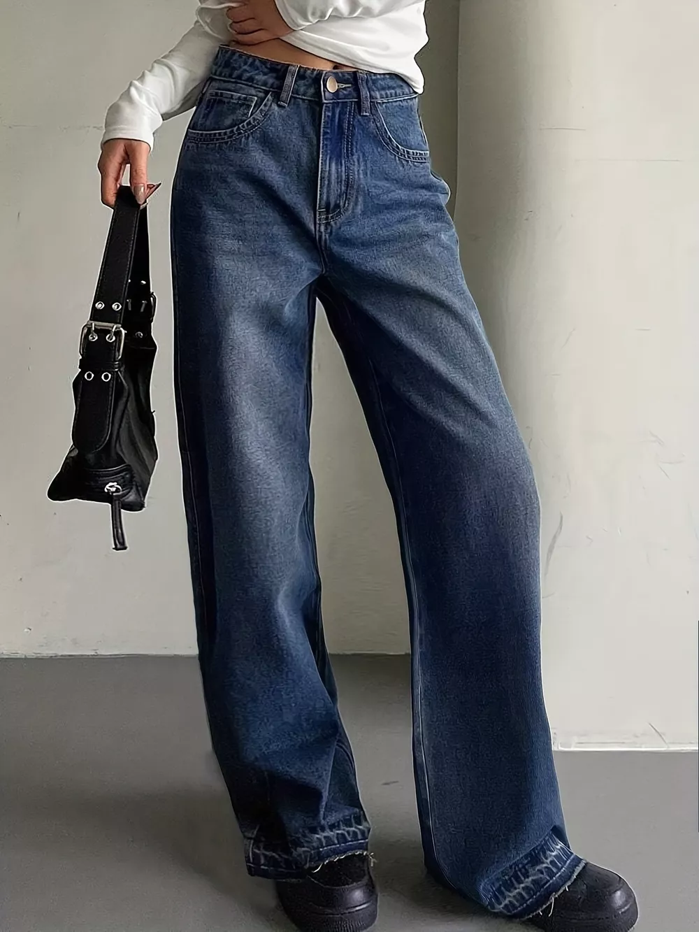 Wide Leg Vintage Wash Jeans, image 3