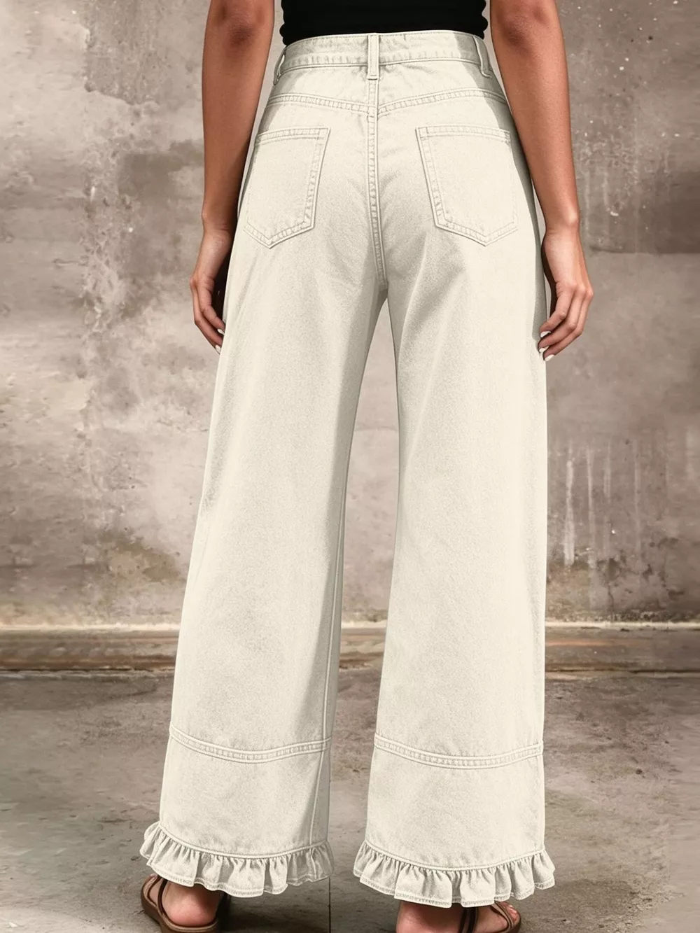 Full Size High-Waisted Wide-Leg Ruffled Hem Jeans Plus Size, image 20