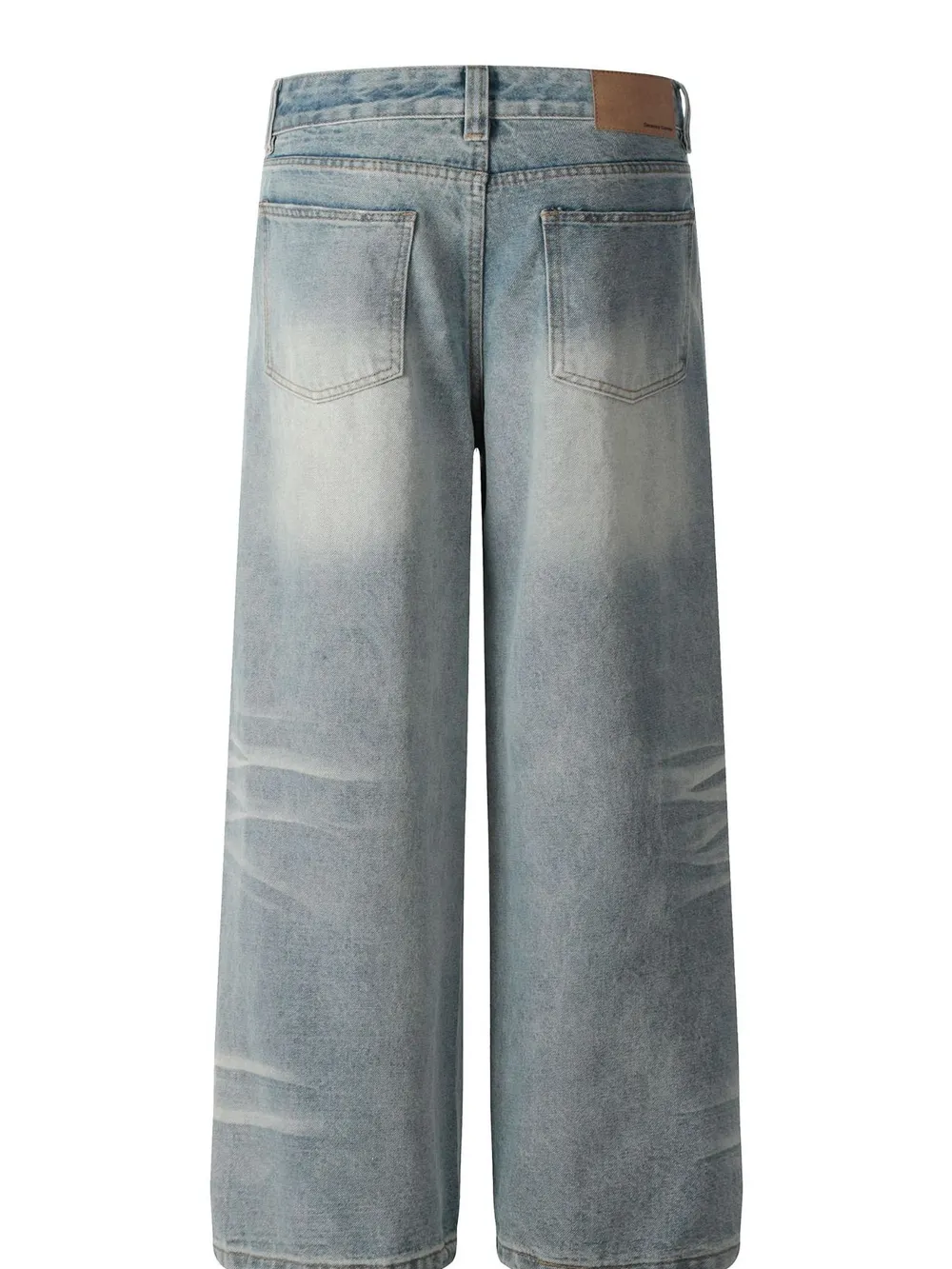 Men's Wide Leg Wash Denim Jeans, image 3