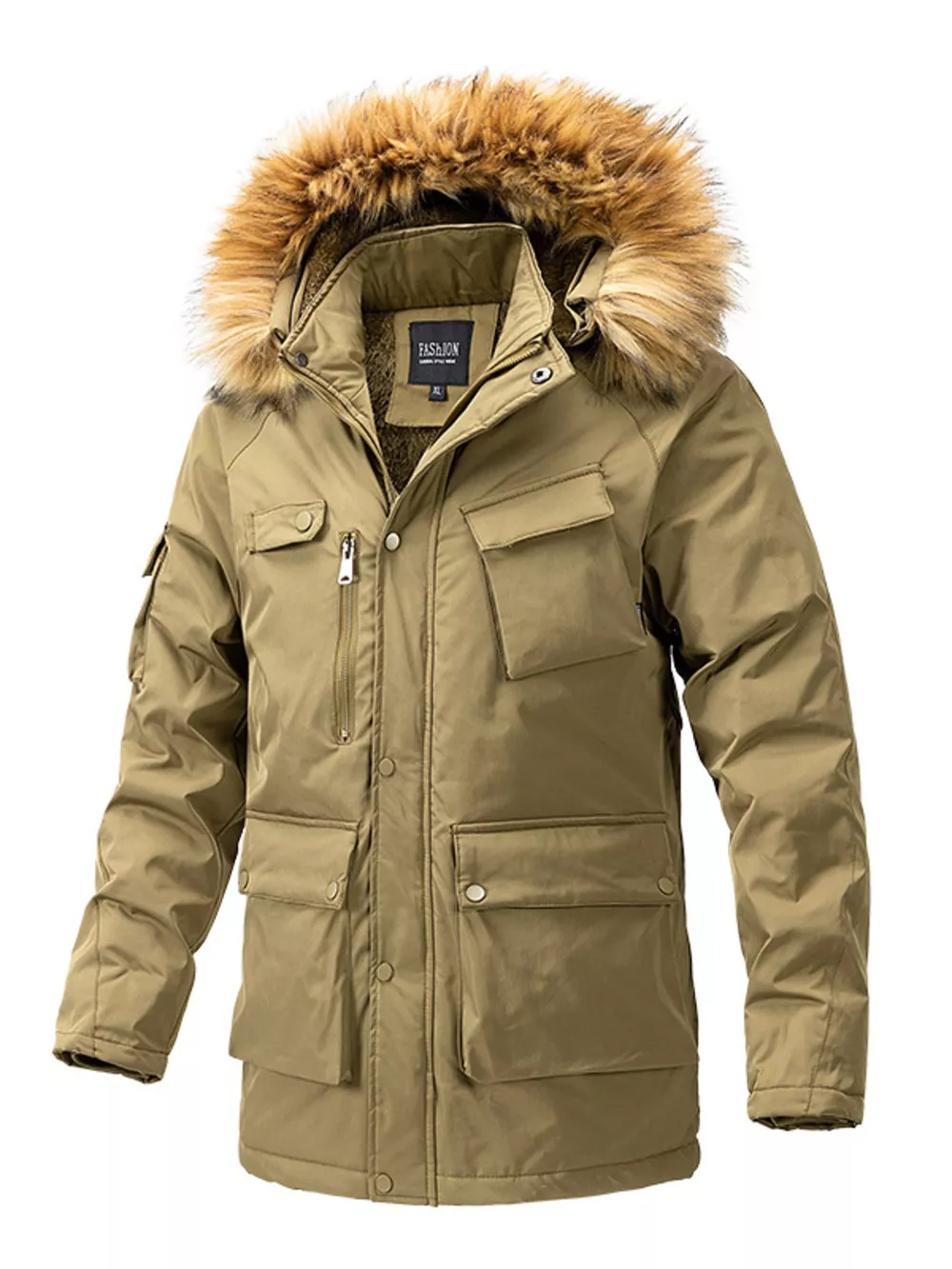 Men's Plus Size Fur Hooded Winter Parka Coat, image 7