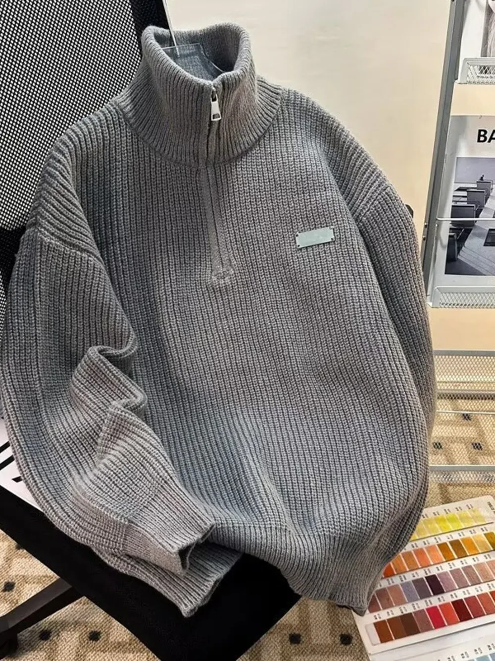 Men's Half-Zip Long Sleeve Sweater, image 3