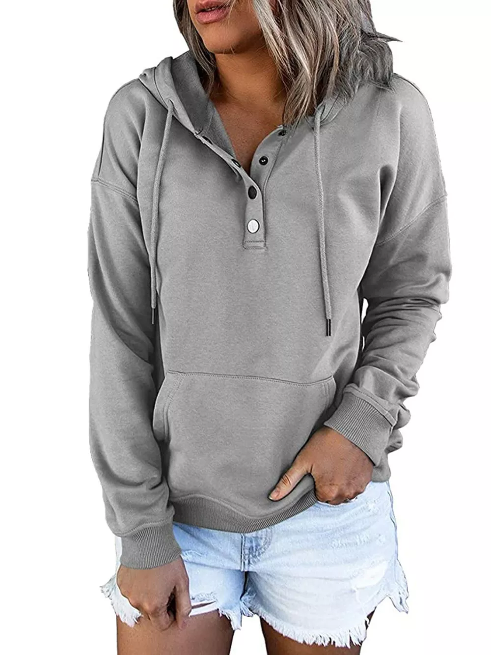 Full Size Kangaroo Pocket Drawstring Long Sleeve Hoodie Plus Size, image 5