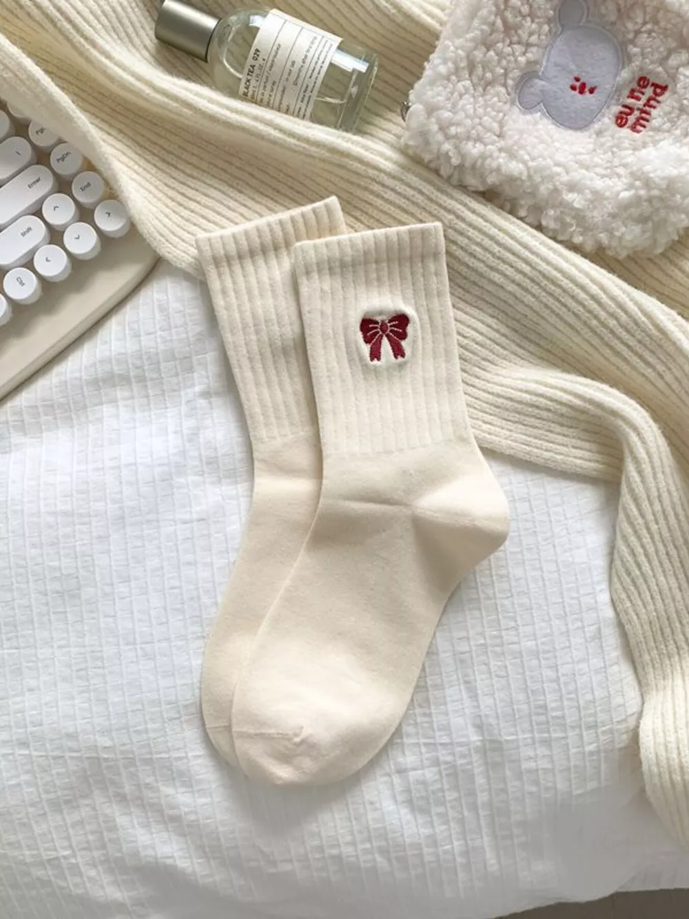 Ribbed Cotton Crew Socks