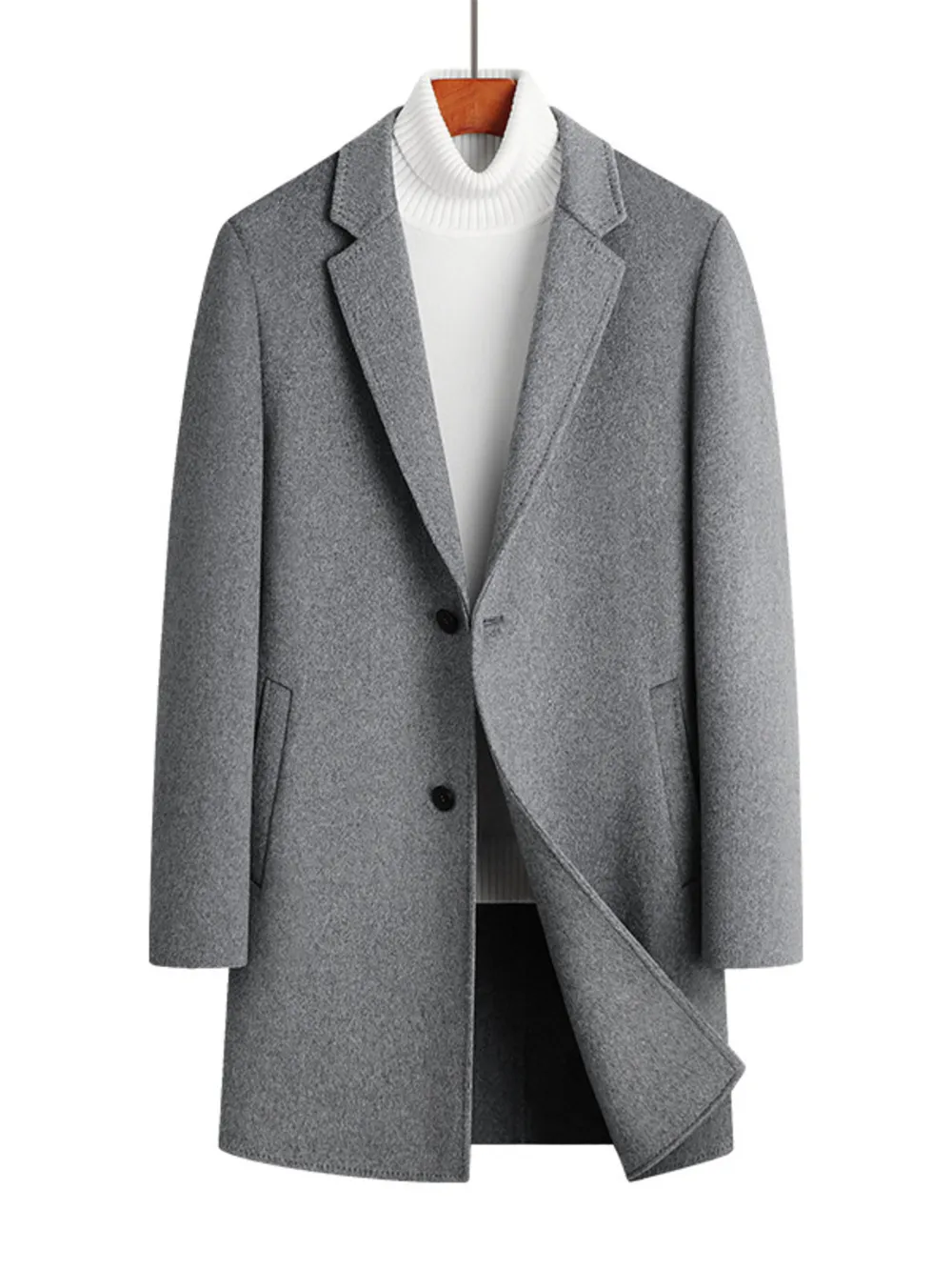 Men's Plus Size Button Up Long Sleeve Coat, image 4
