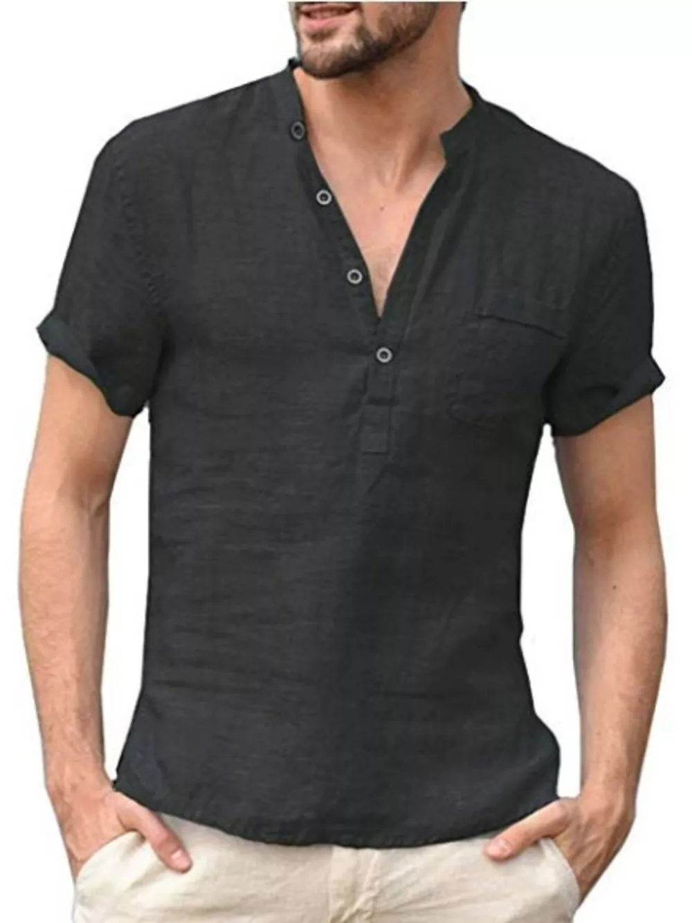 Men's Full Size Casual Solid Color Button Detail Shirt Plus Size, image 2