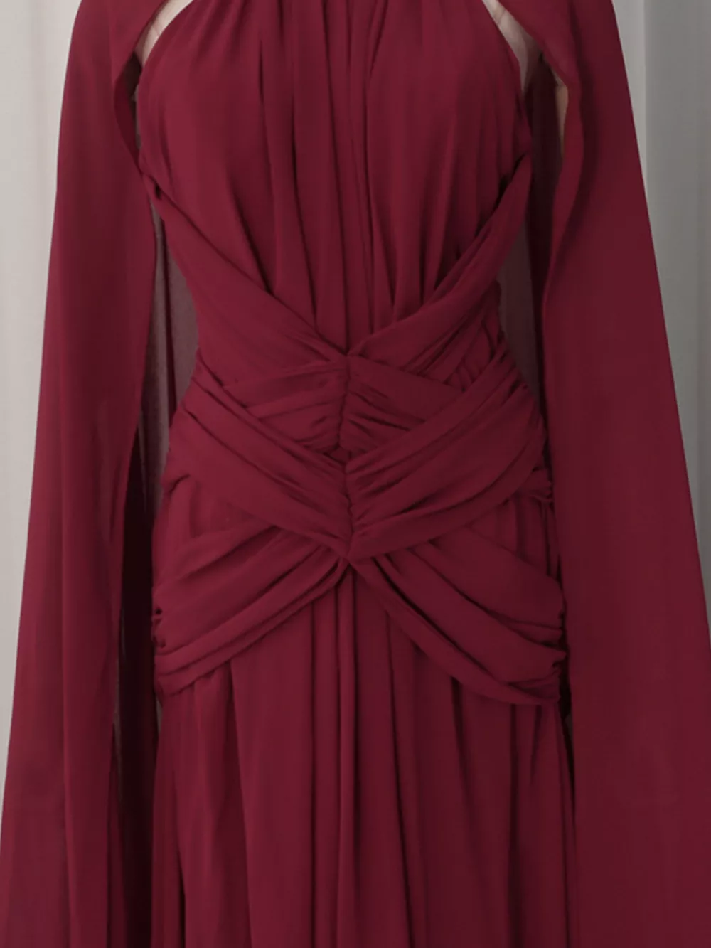 Ruched Halter Neck Cape Maxi Dress, image 11