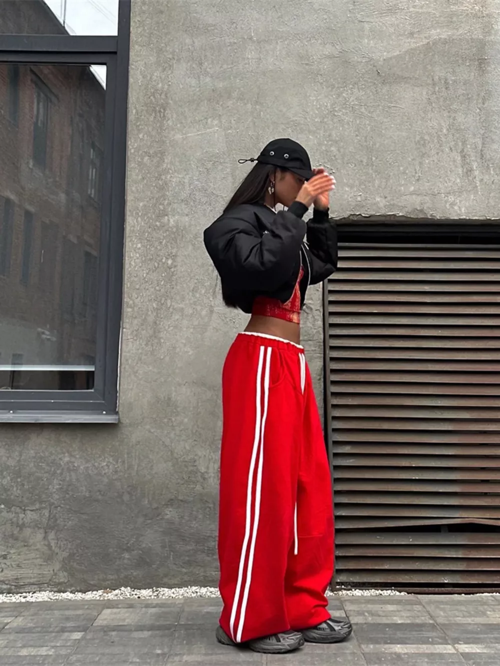 Side Stripes High-Waisted Wide-Leg Sweatpants, image 11