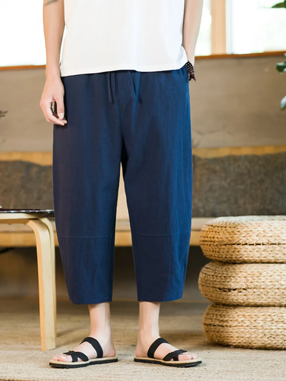Men's Drawstring Wide Leg Pants, image 4