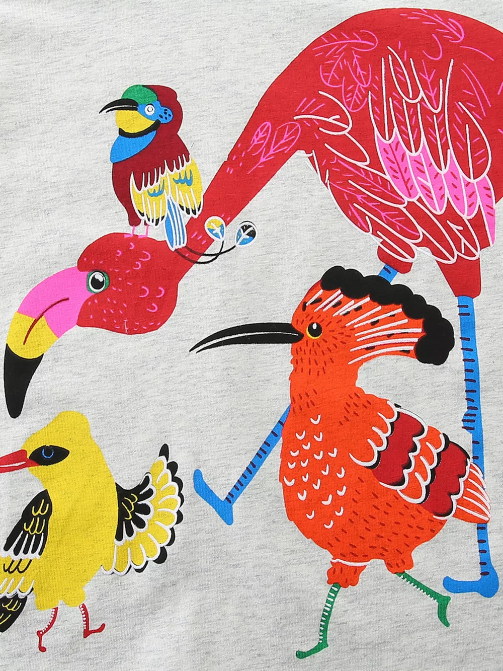 Children's Colorful Birds Print Crew Neck T-Shirt, image 3