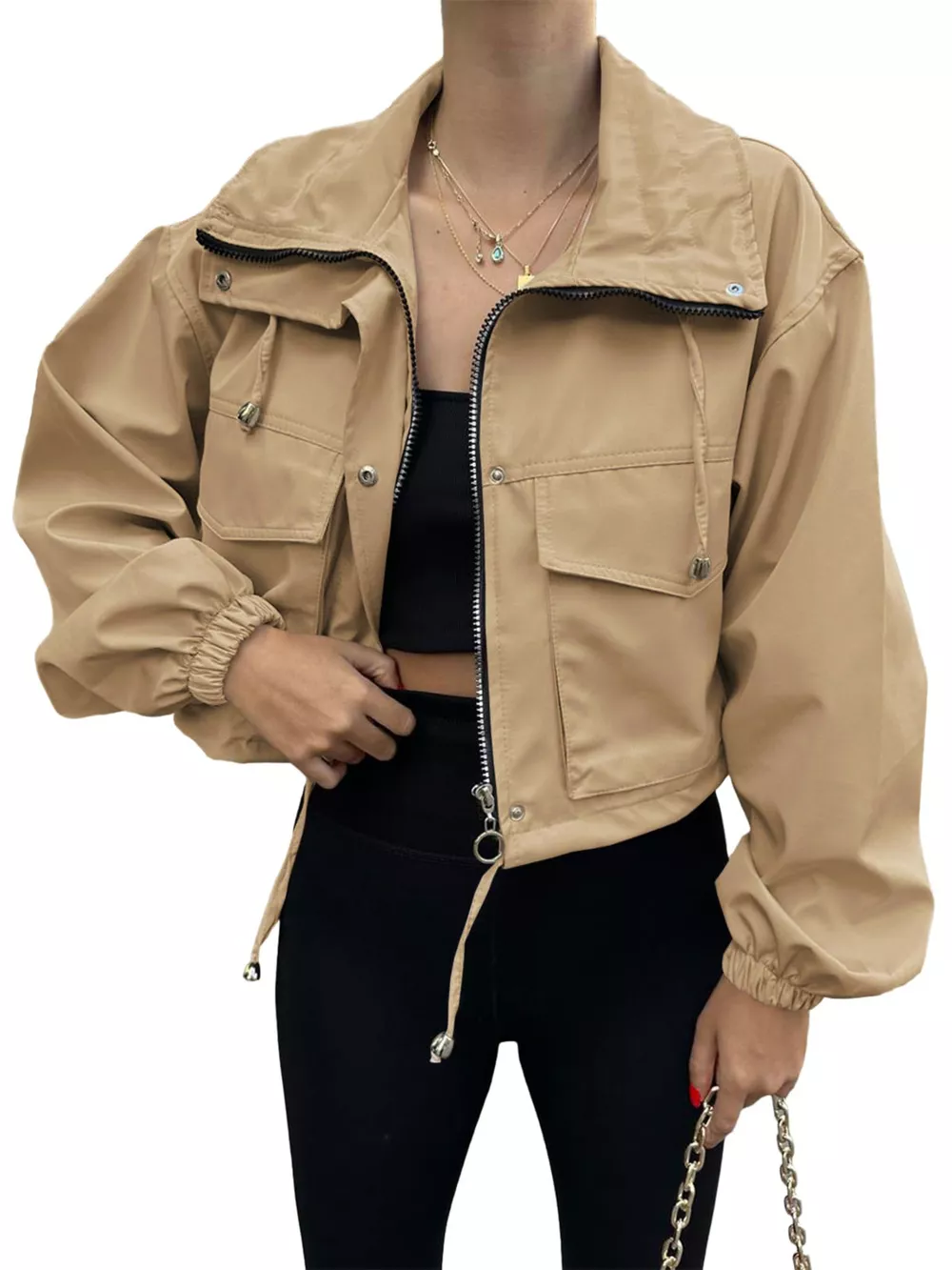 Drawstring Hem Zip Up Jacket, image 13