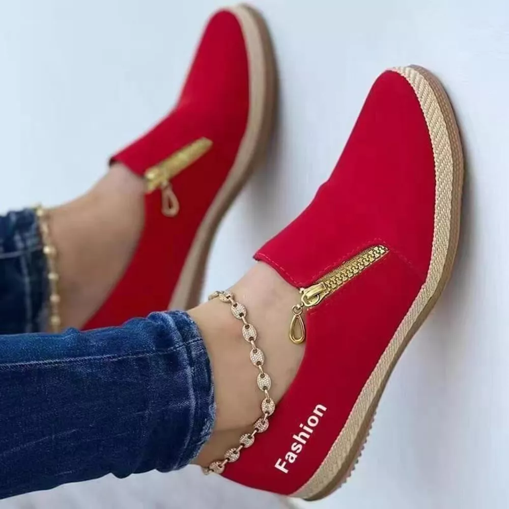 Zip Detail Round Toe Slip-Ons, image 5