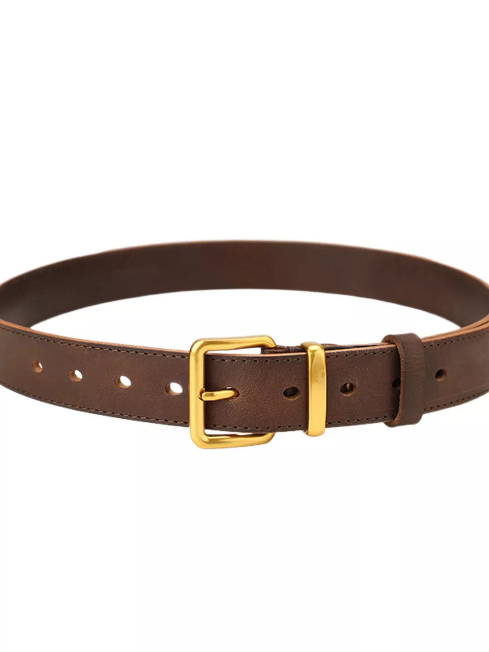 Classic Leather Belt with Golden Buckle, image 5