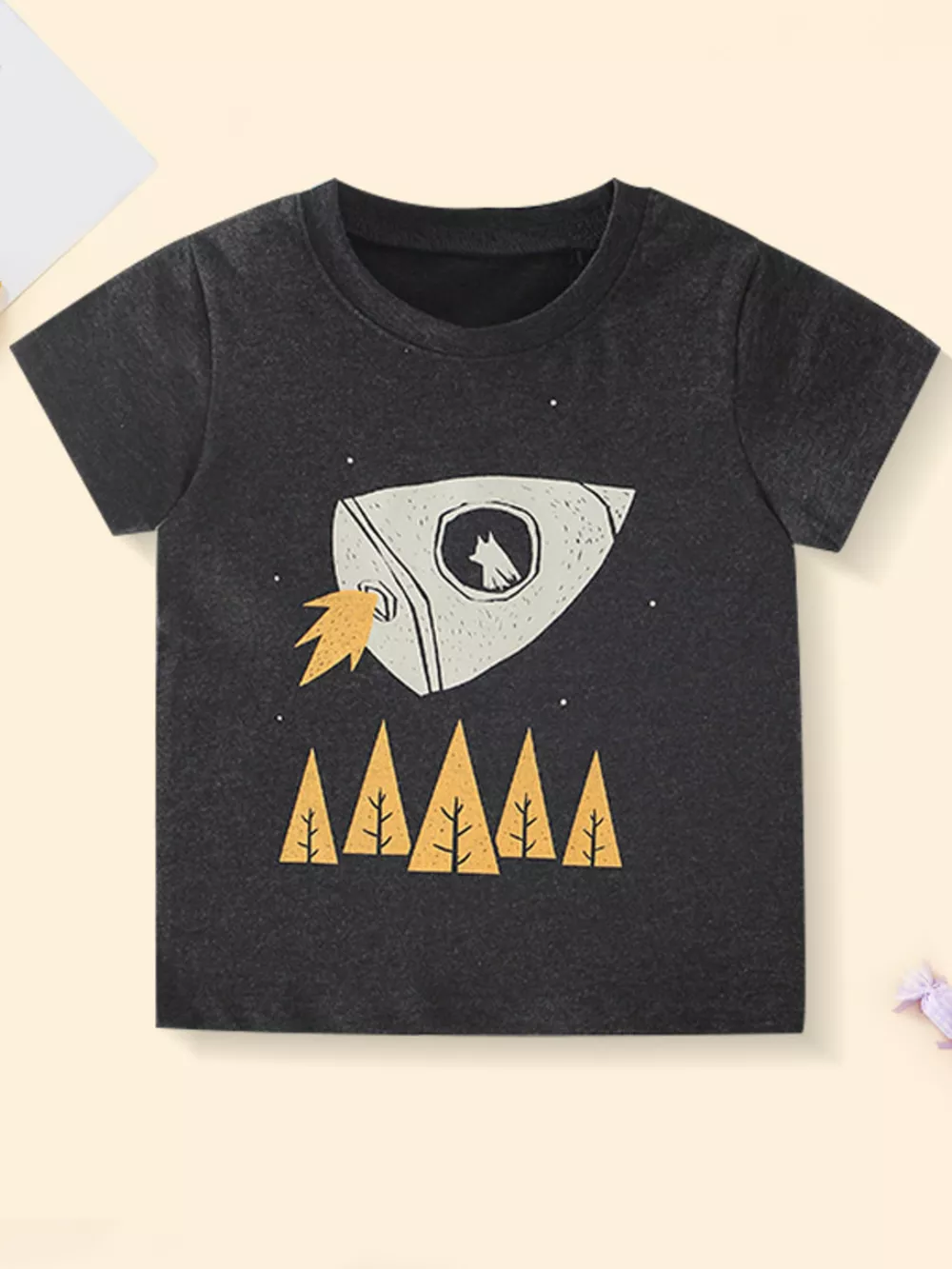 Children's Rocket Graphic Casual T-Shirt
