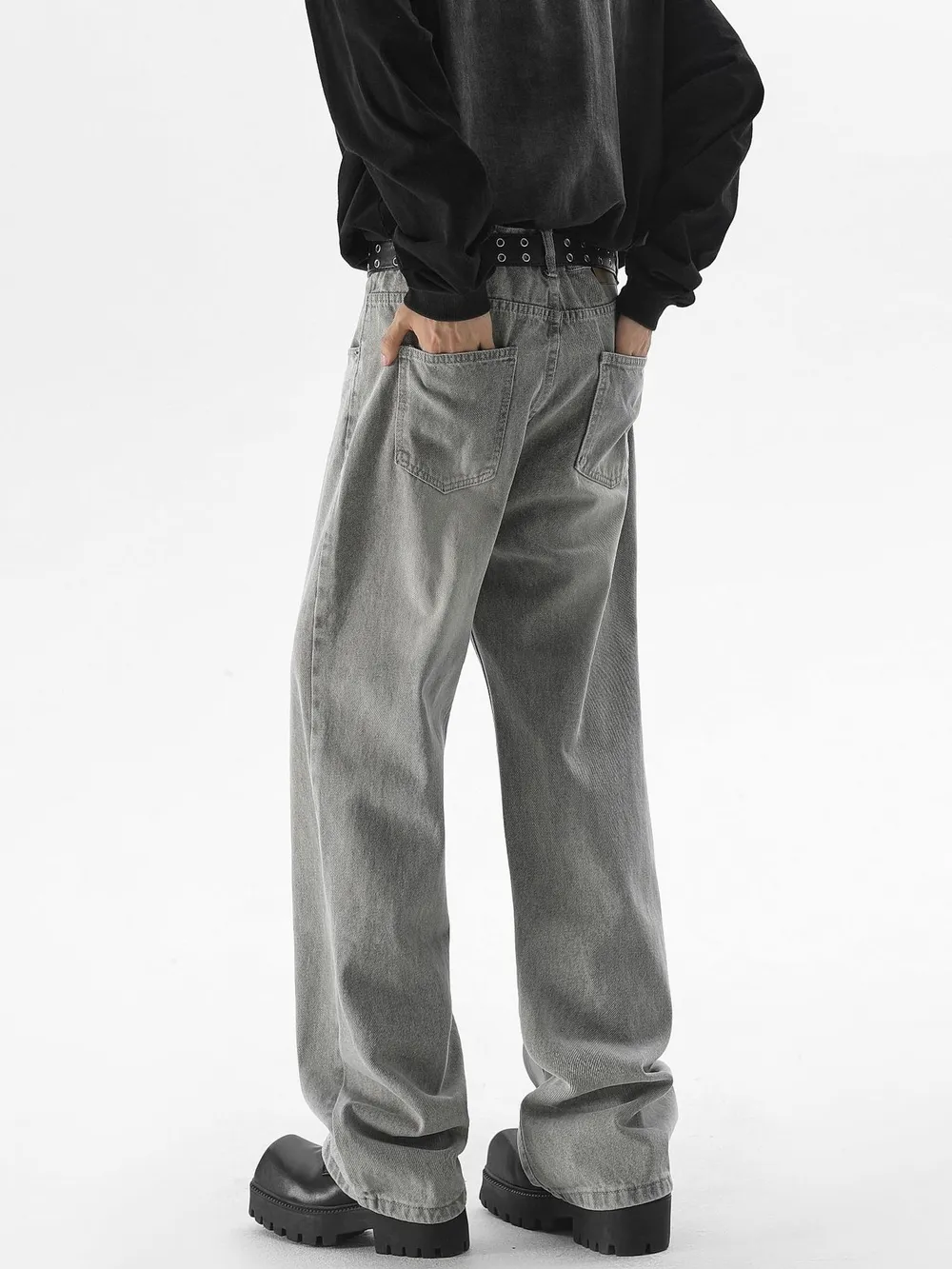 Men's Vintage Wash Wide Leg Jeans, image 5