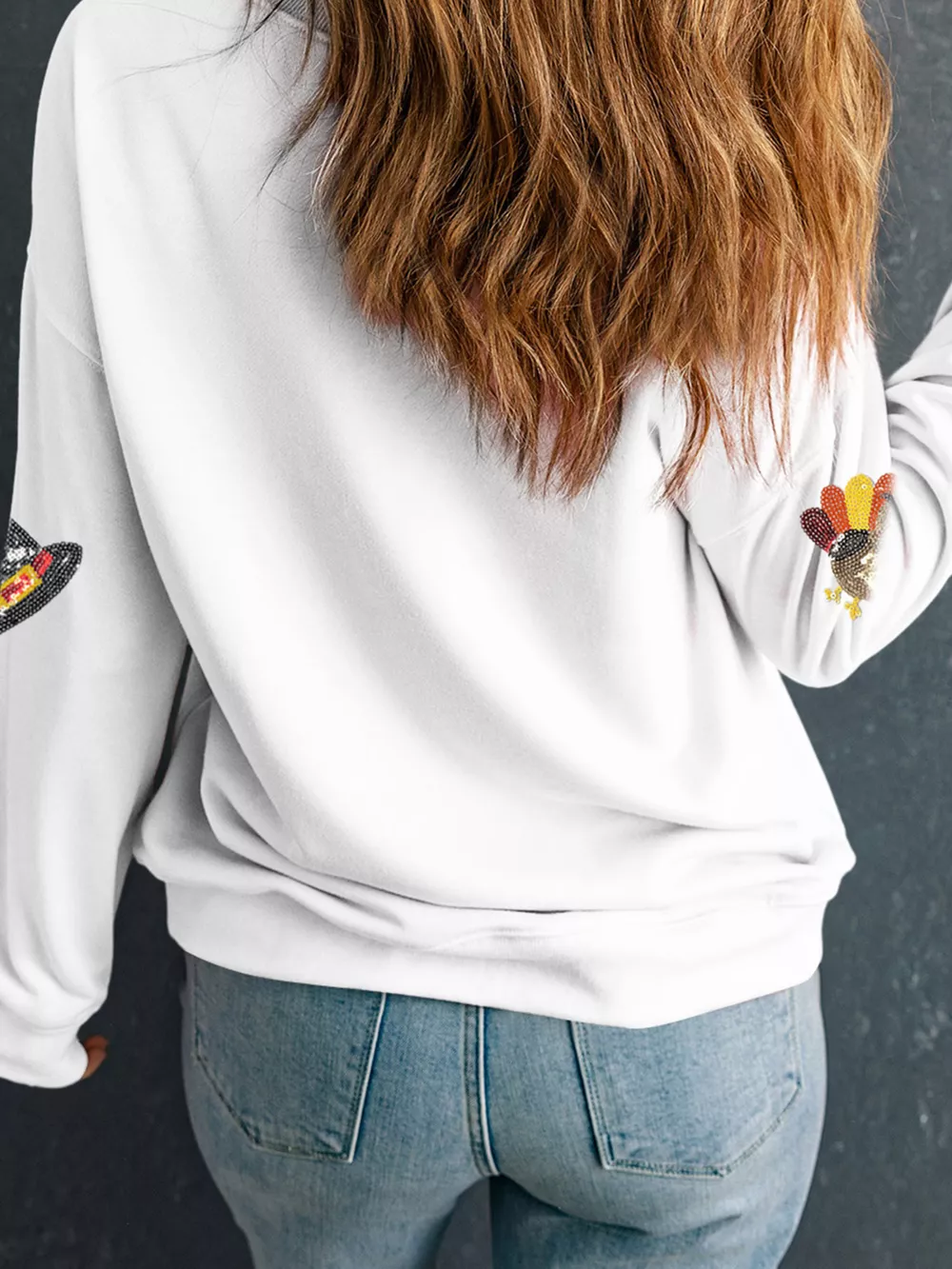 Sequin Thanksgiving Casual Sweatshirt, image 3