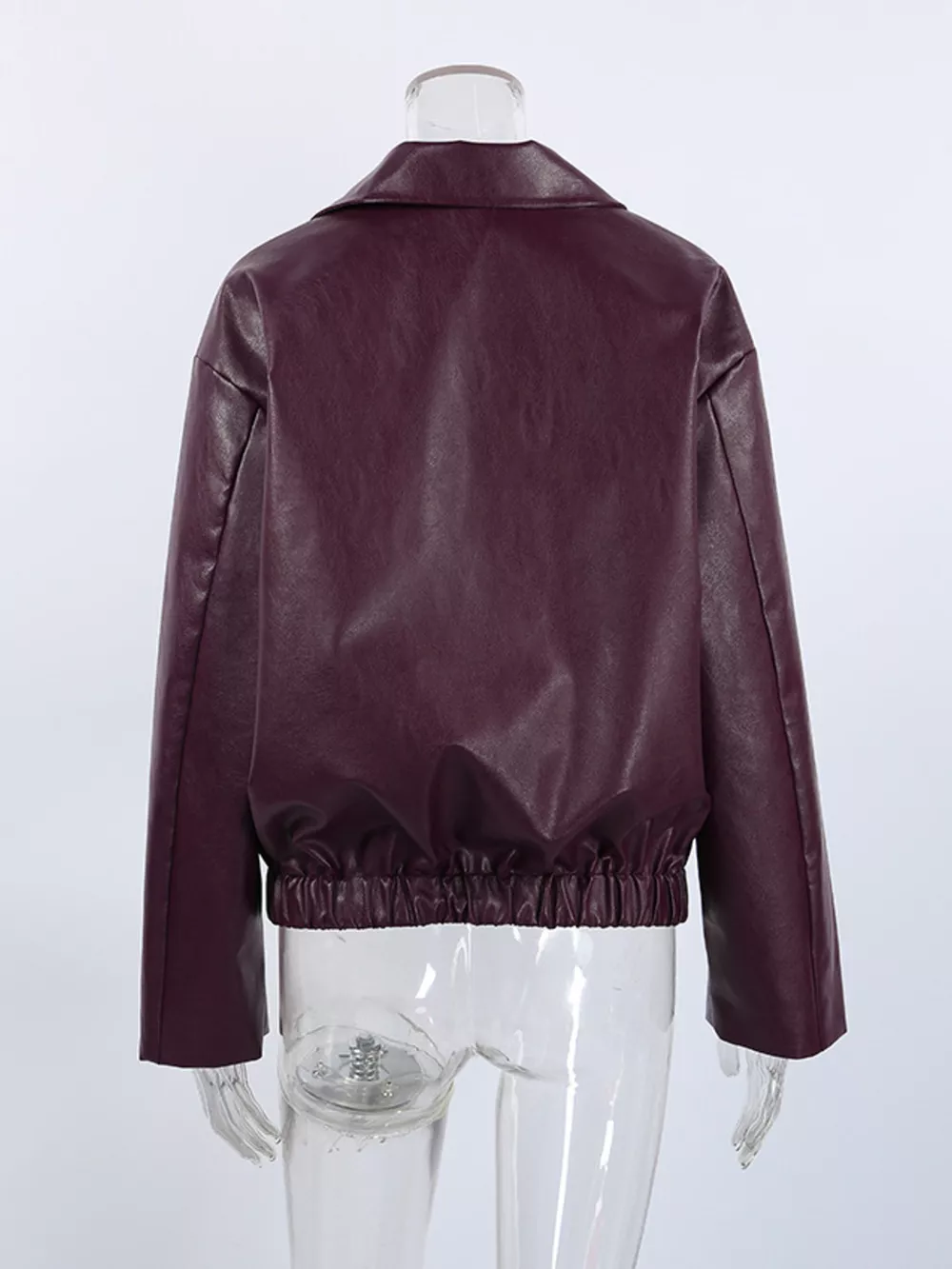 Faux Leather Zip Up Jacket, image 13