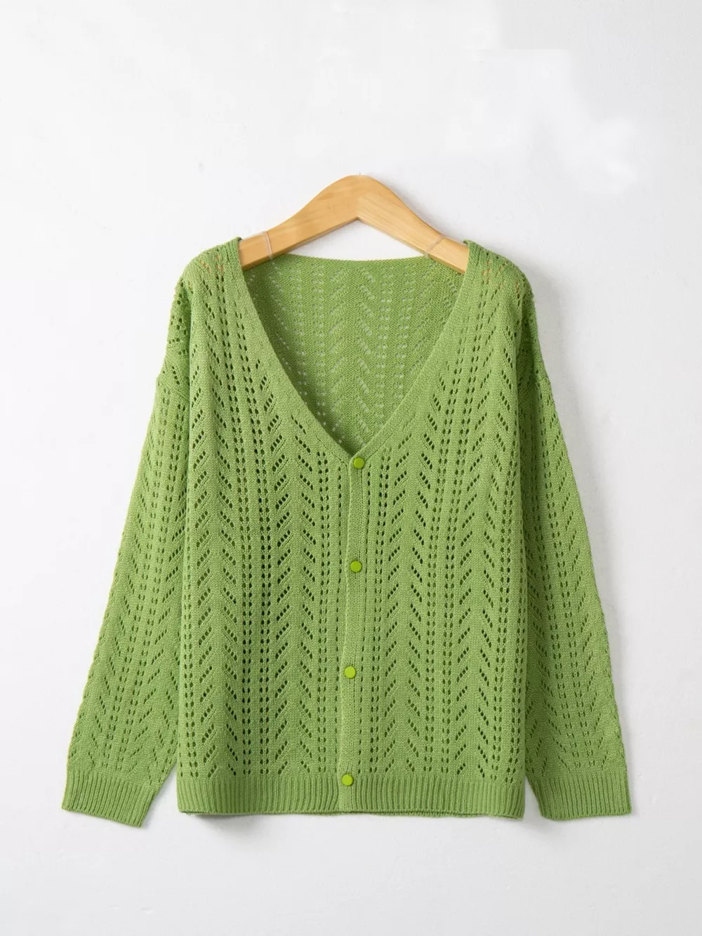 Openwork V-Neck Cardigan, image 2