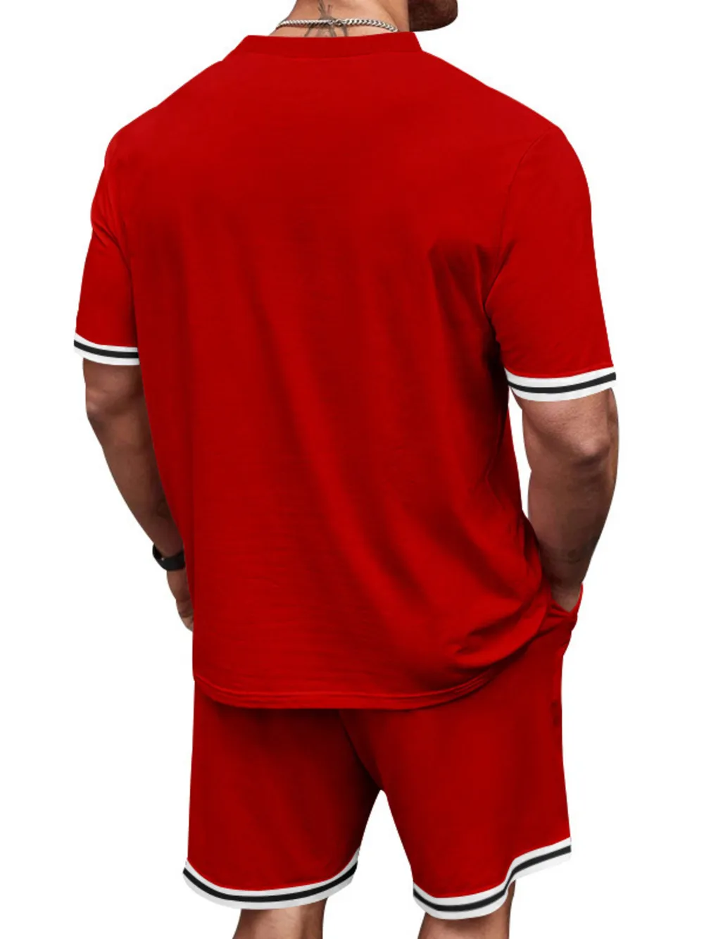 Men's Full Size Striped Short Sleeve Tee and Shorts Set Plus Size, image 6