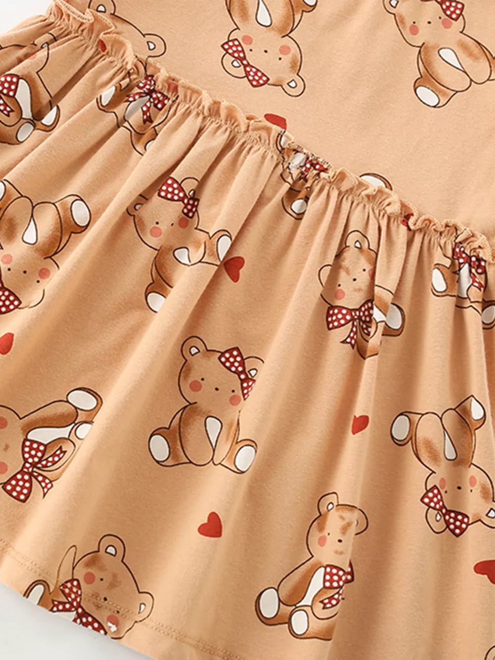 Children's Cute Bear Print Ruffle Hem Casual Dress, image 2