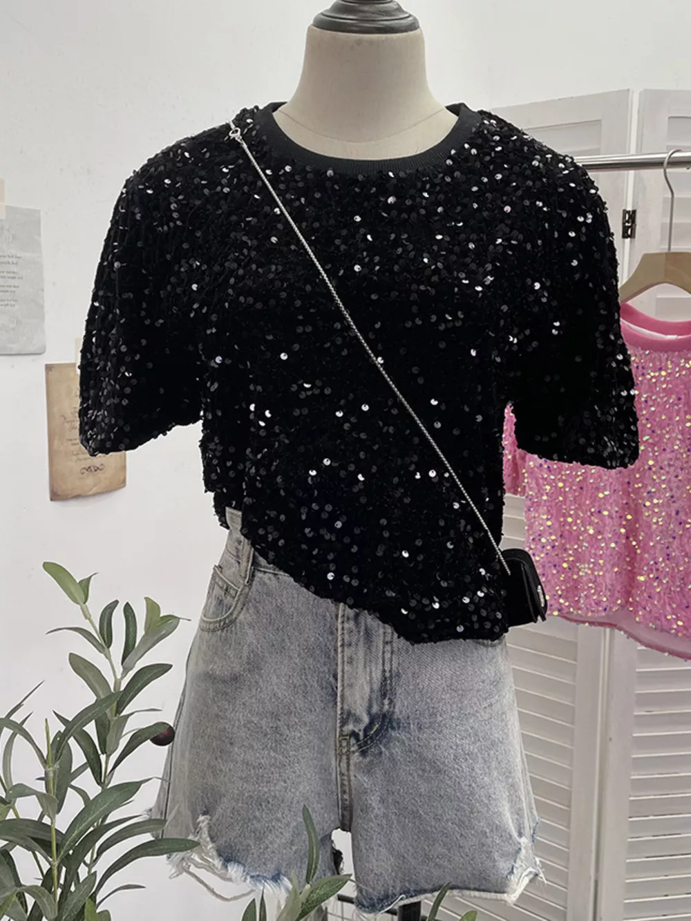 Sequin Short Sleeve T-Shirt