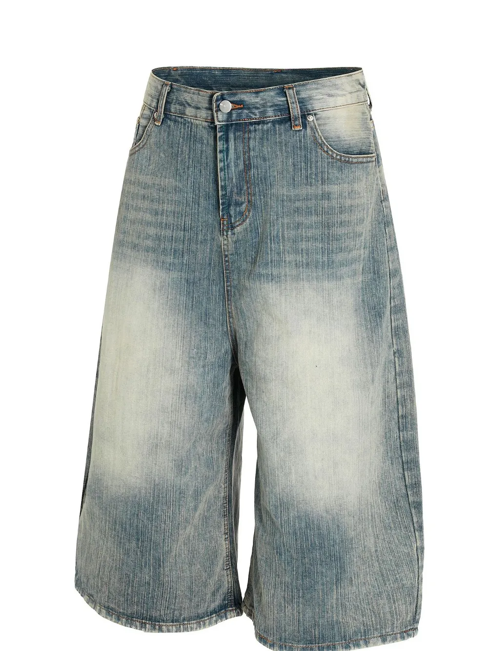 Men's Wash Wide-Leg Denim Shorts, image 2