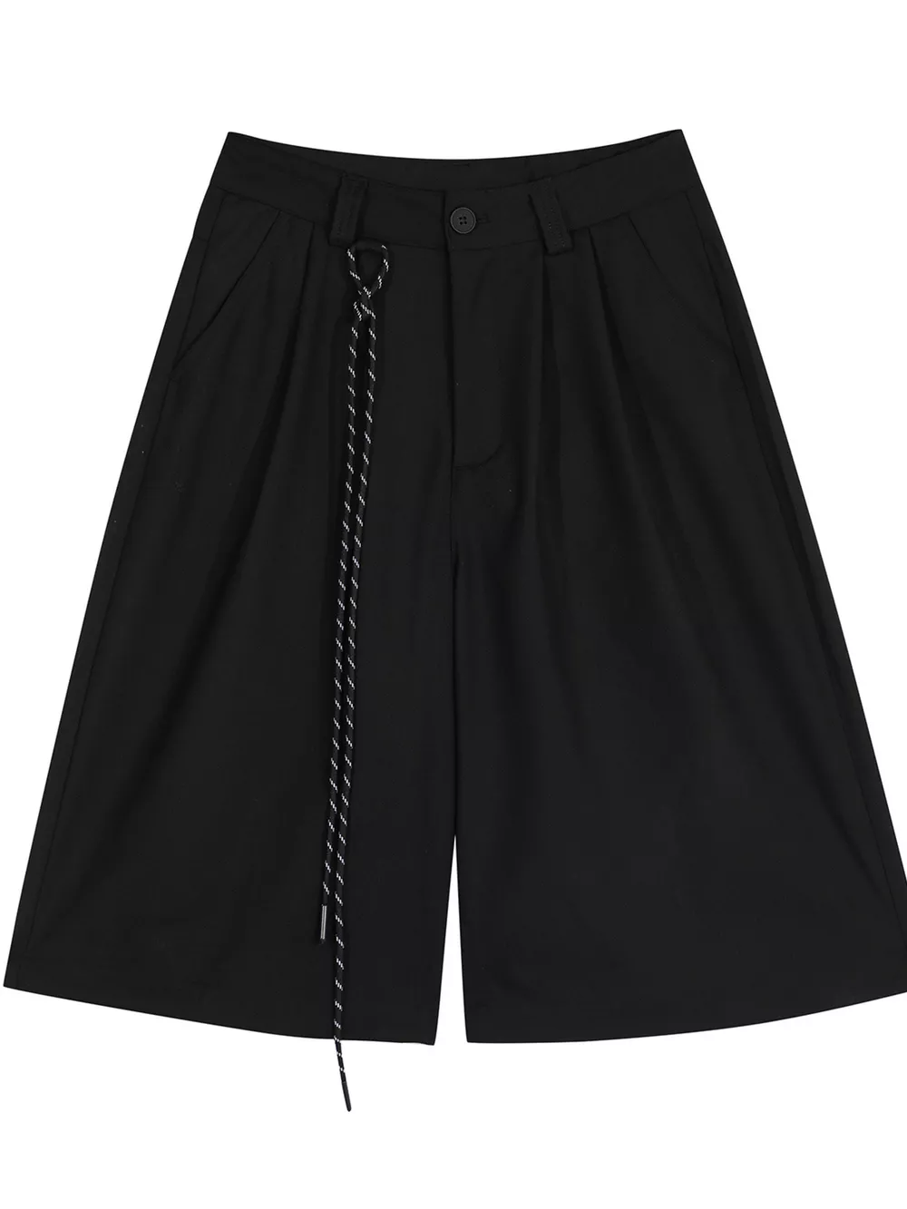 Men's Wide-Leg Shorts with Decorative Drawstring