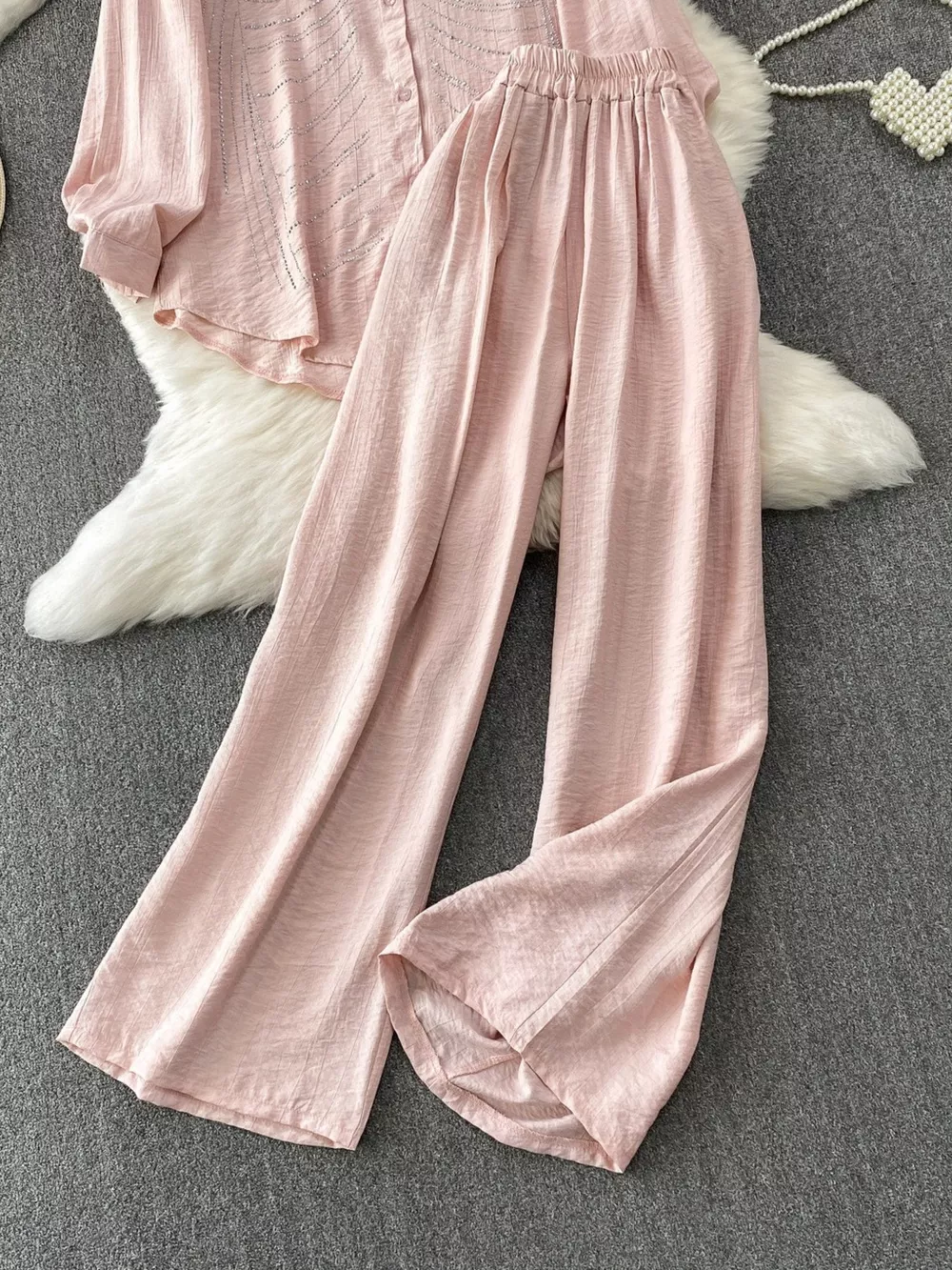 Rhinestone Button Up Shirt and Pants Set, image 7