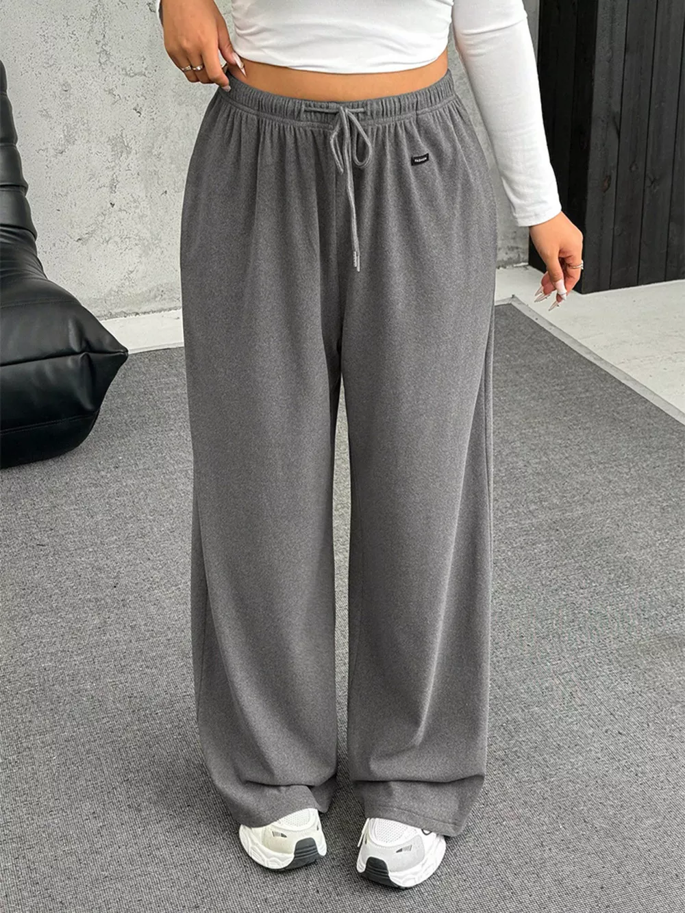 Full Size Drawstring Wide Leg Pants Plus Size, image 3
