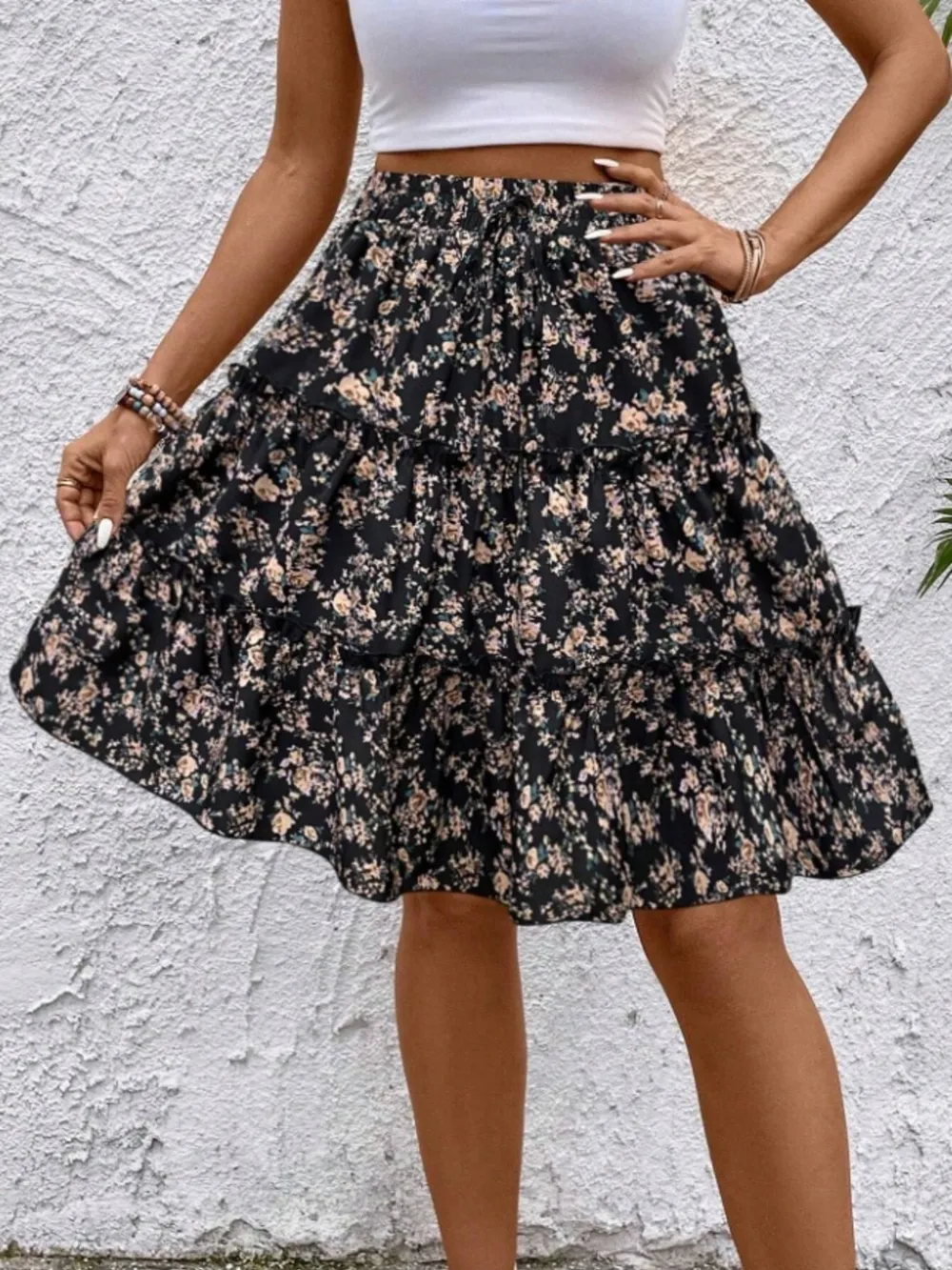Floral Print Midi Skirt, image 9