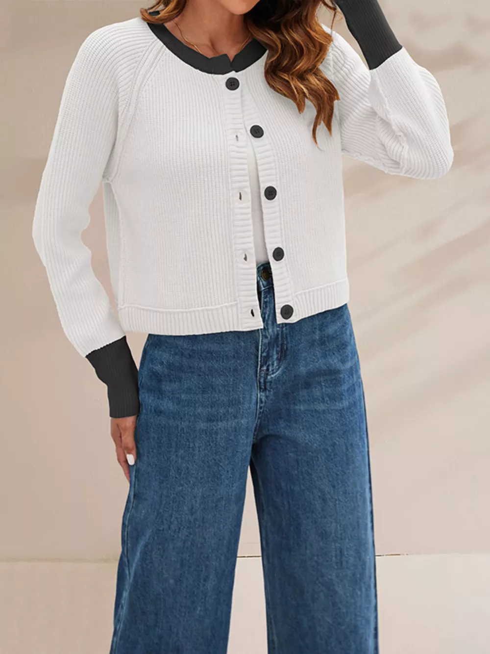 Color Block Ribbed Knit Button-Front Cardigan, image 12