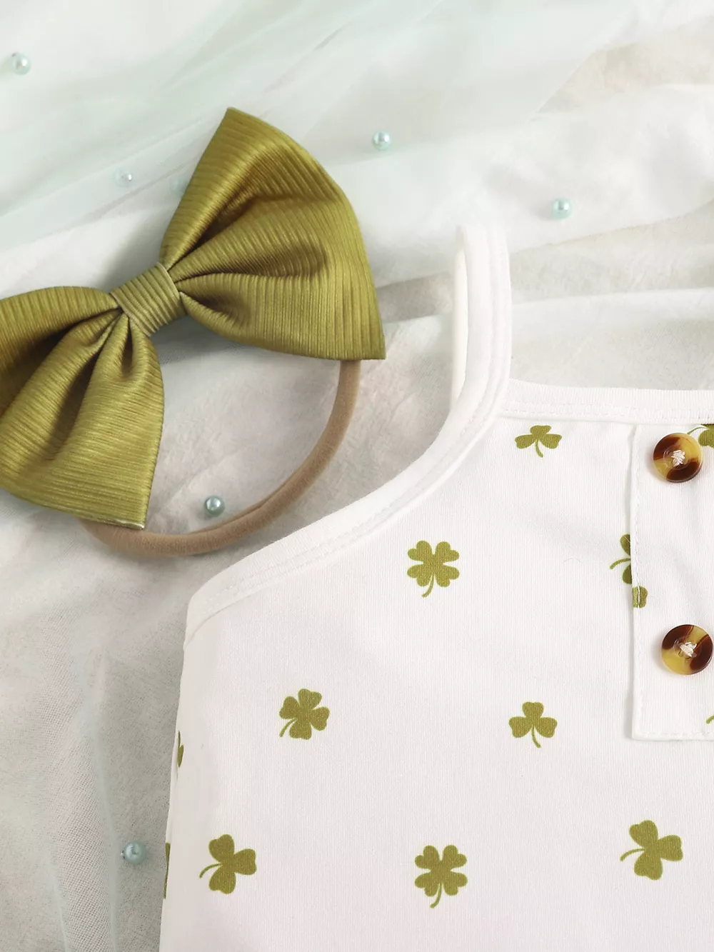 Children's Printed Bodysuit & Flare Leg Pants & Headband 3-Piece Set, image 9