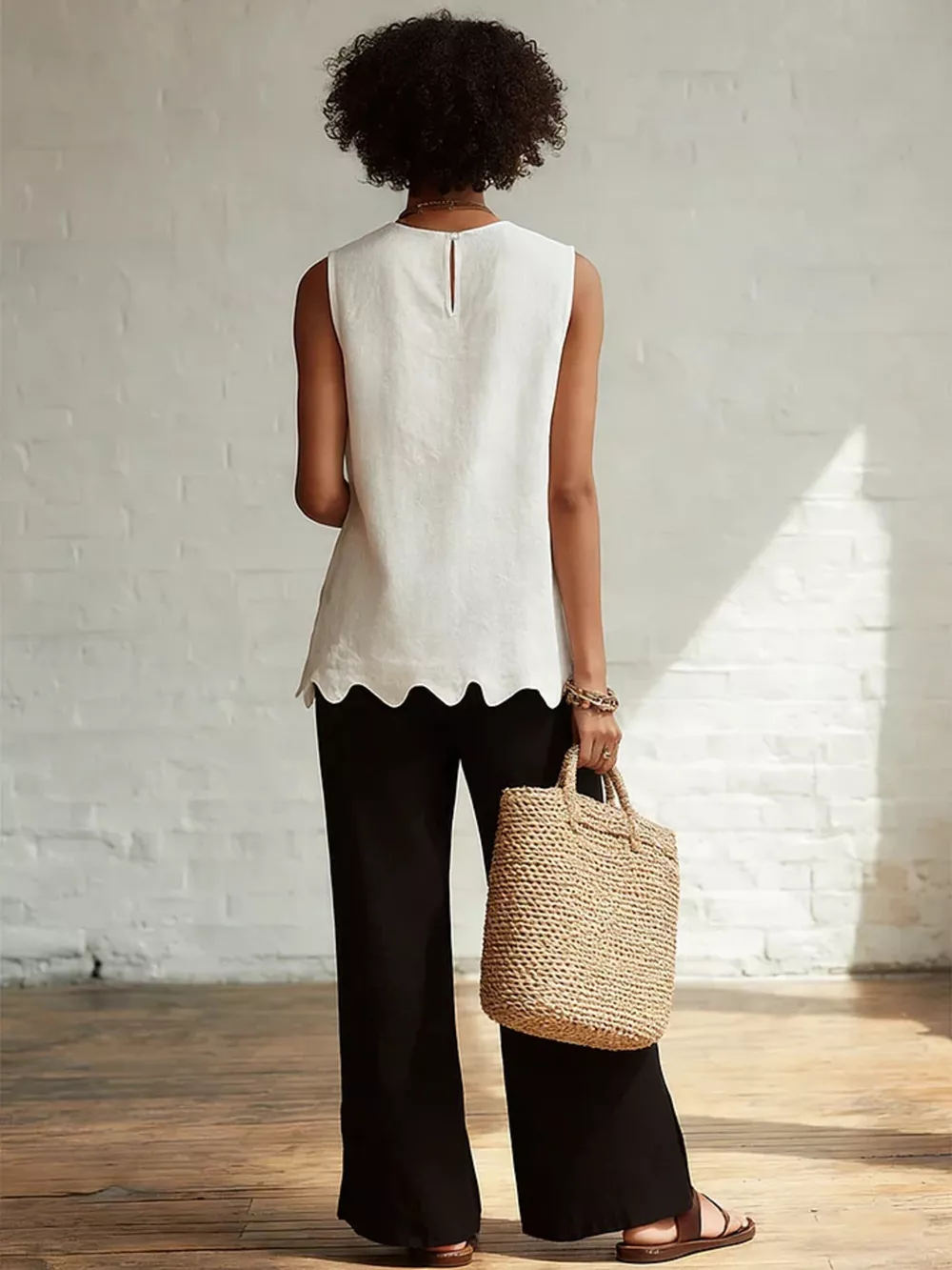Full Size Scalloped Hem Sleeveless Tank Top Plus Size, image 6