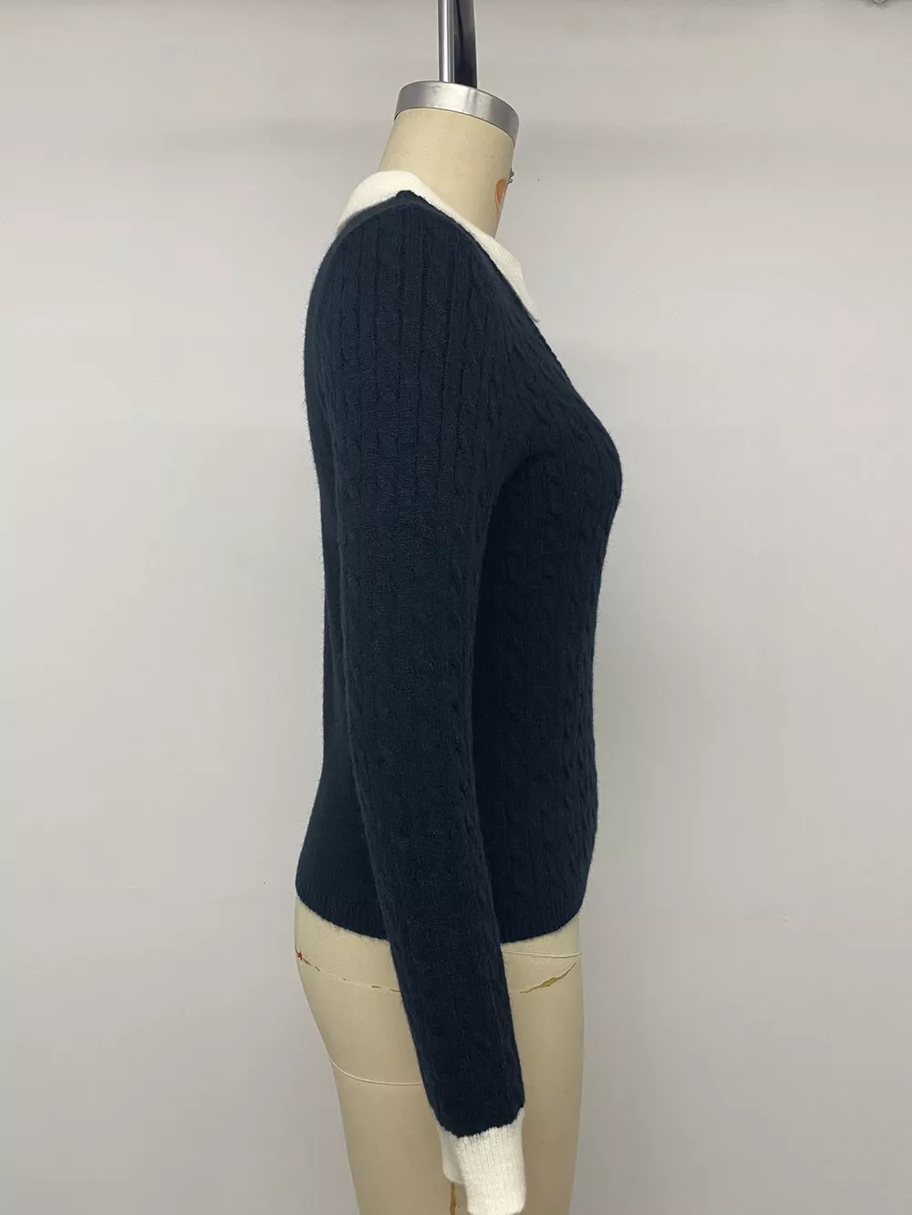 Cable Knit Contrast Collar Sweater, image 10