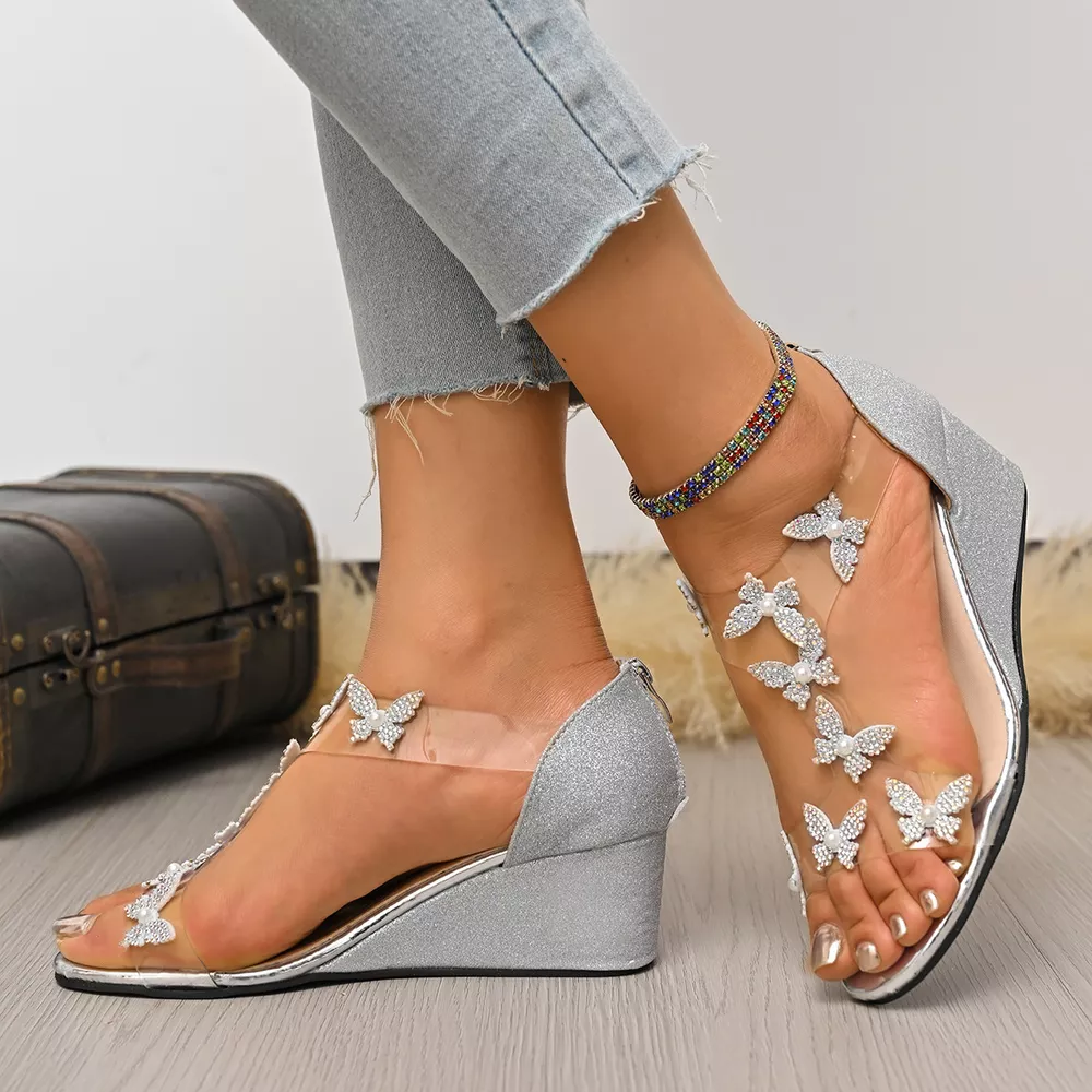Butterfly Open Toe Wedge Sandals, image 4