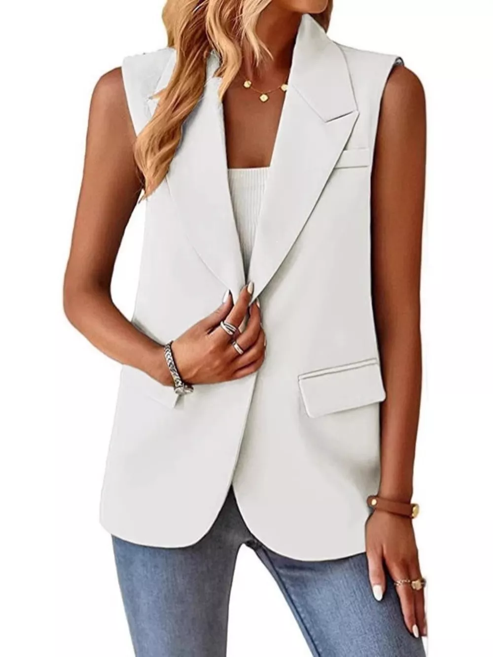 One Button Blazer Vest, image 5