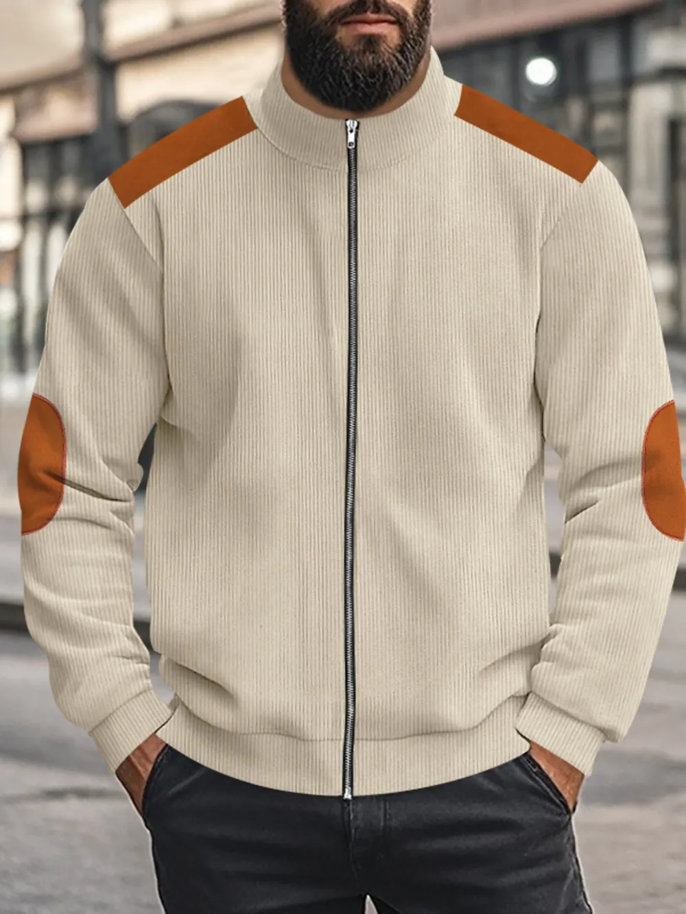 Men's Full Size Zip Up Long Sleeve Jacket Plus Size