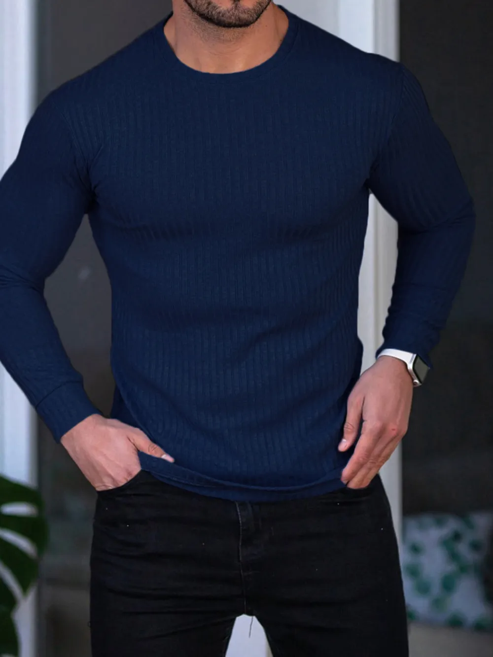 Men's Plus Size Long Sleeve Fitted T-Shirt, image 6