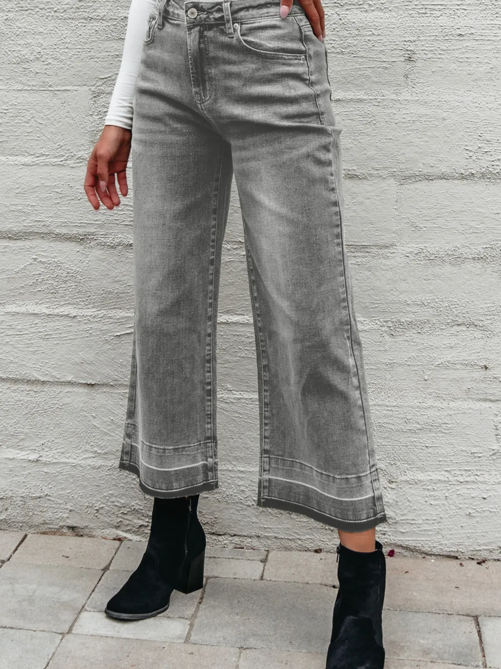 High Waist Wide Leg Washed Jeans, image 12