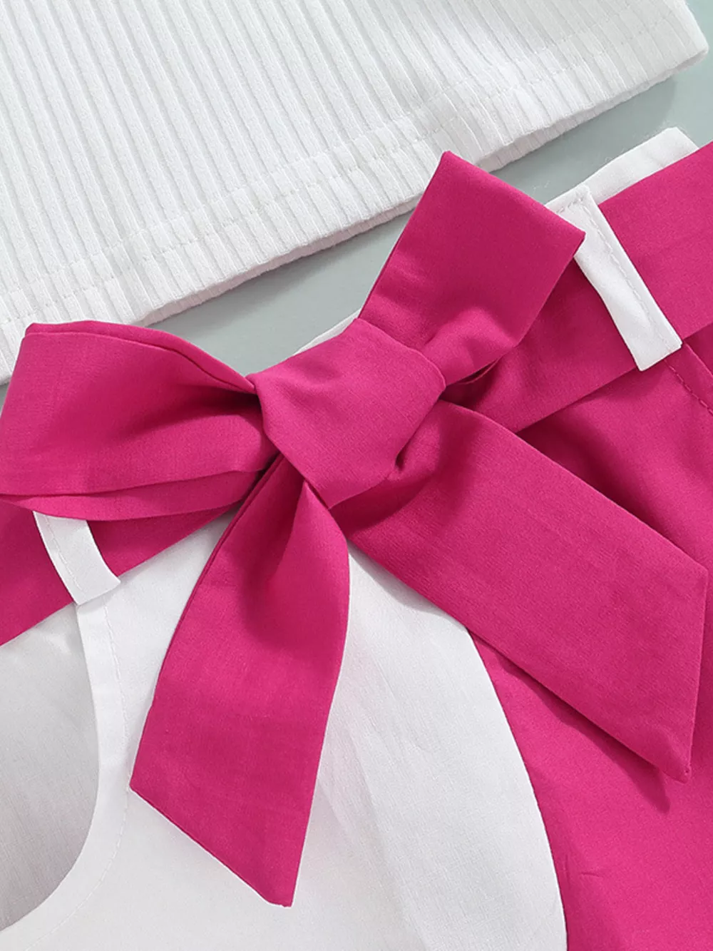 Children's Ribbed Knit Top & Bow Decor Skirt Set, image 4