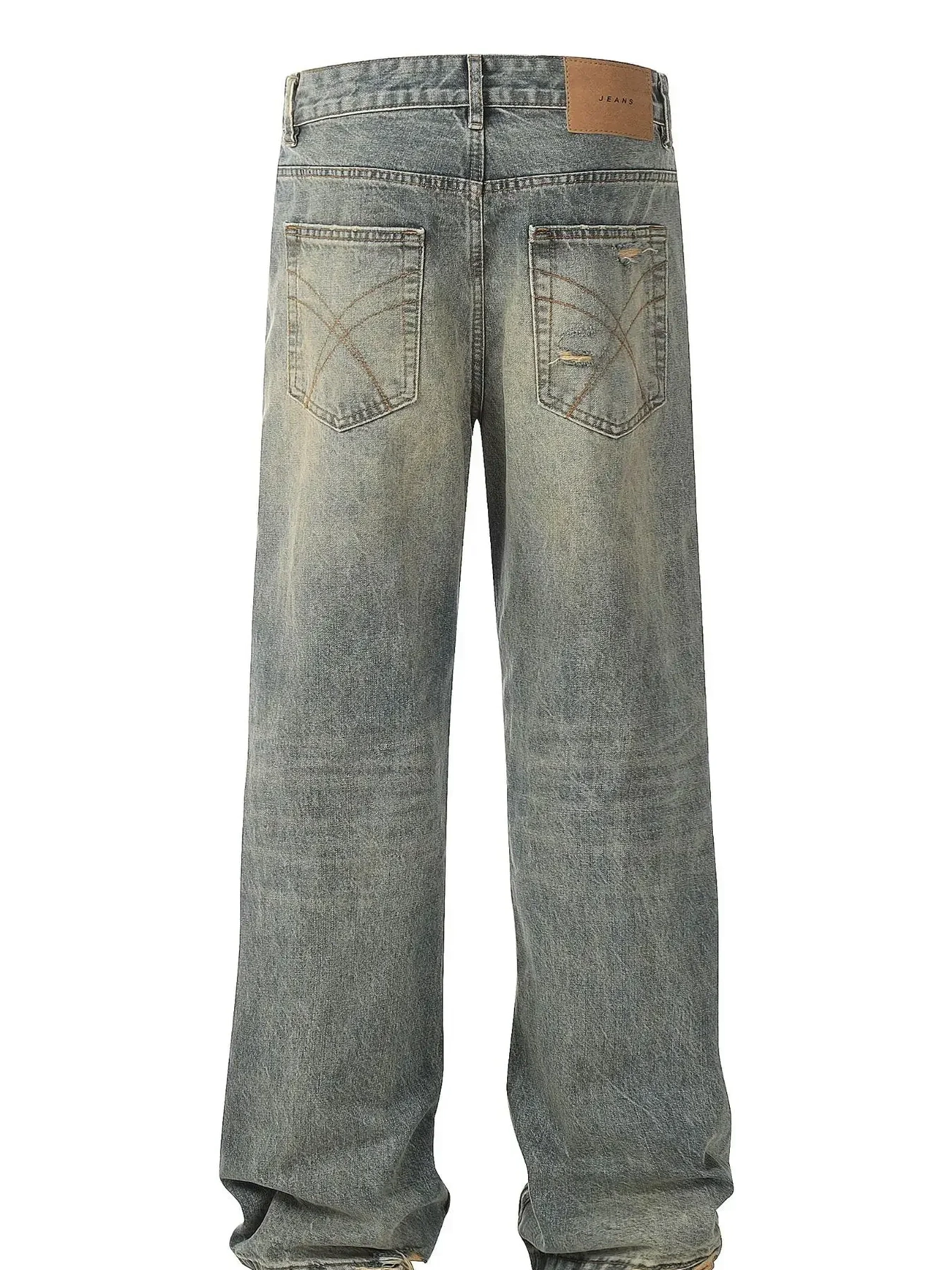 Men's Distressed Washed Straight Jeans, image 2