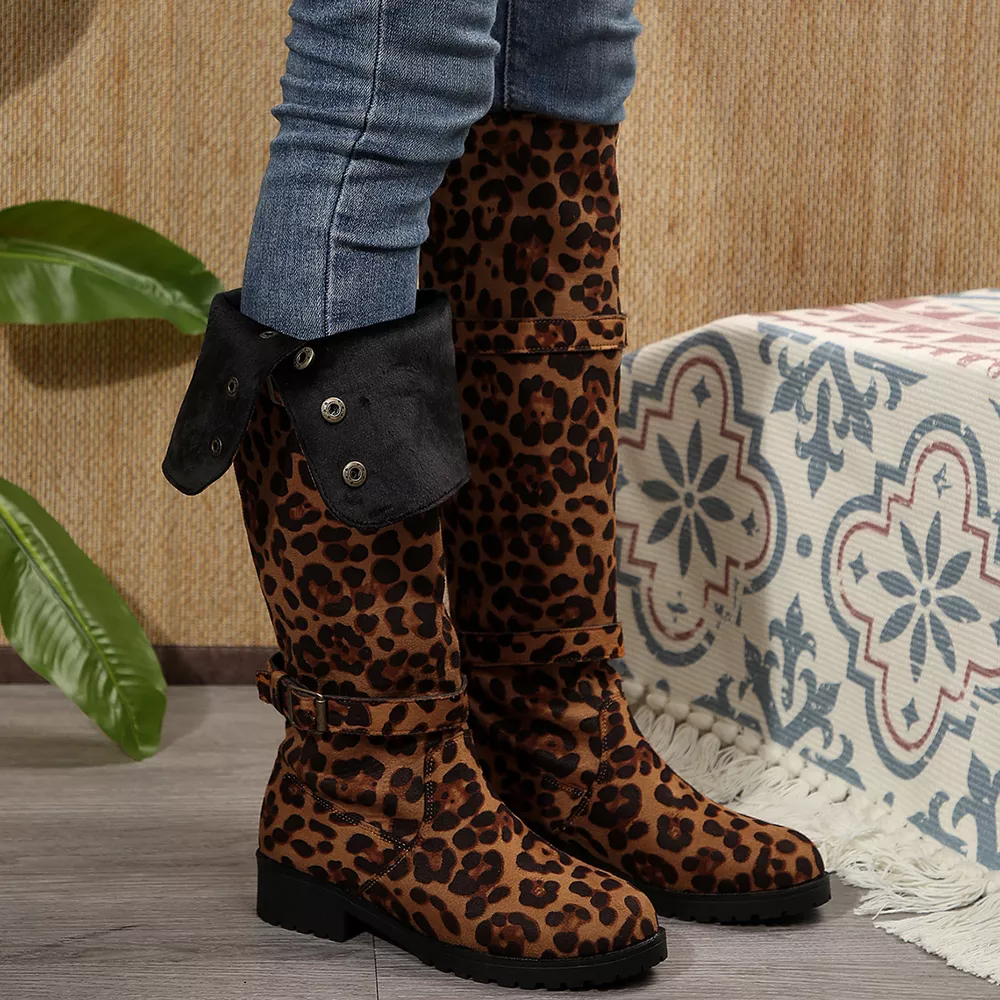 Leopard Block Heels Boots, image 3